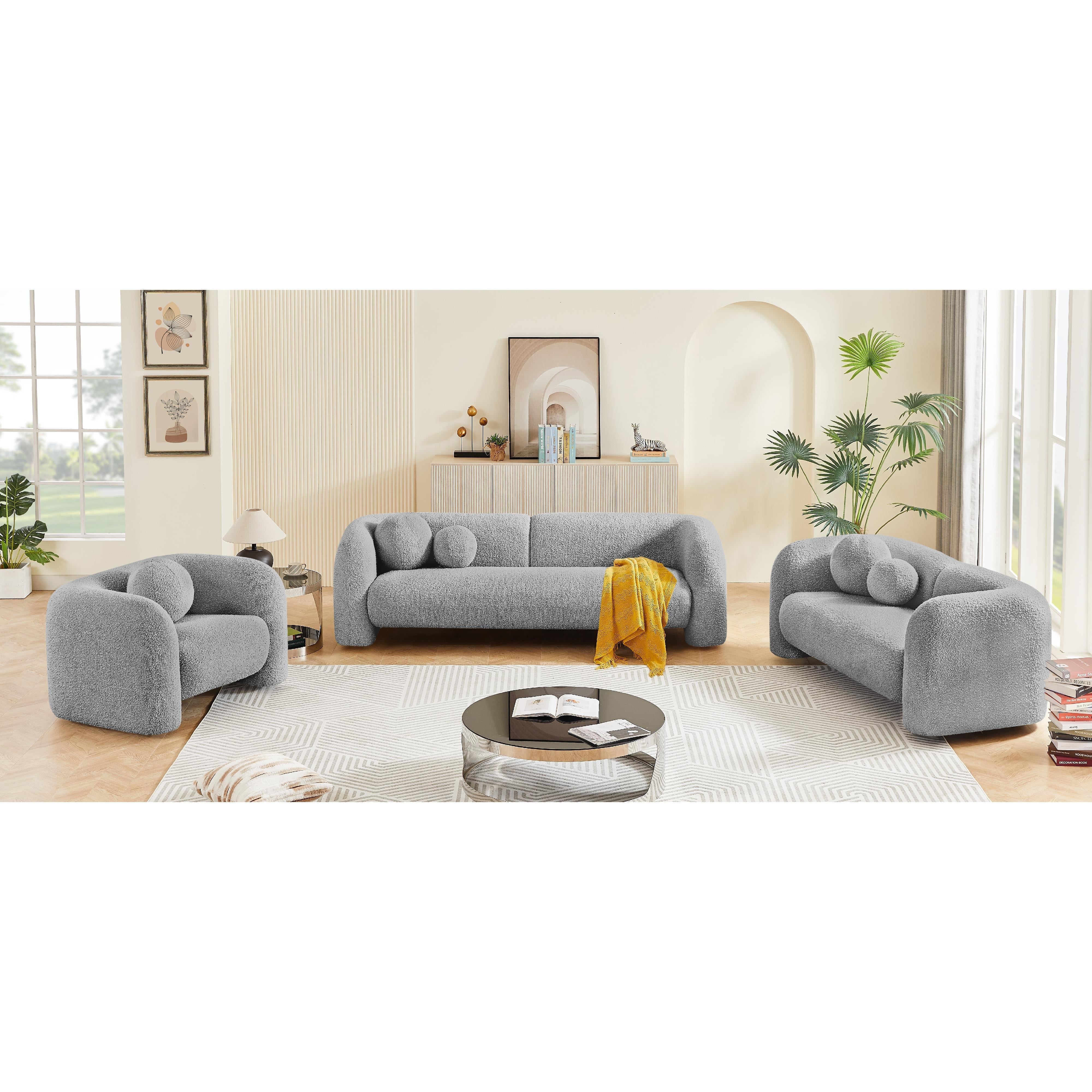 Meridian Emory Grey Boucle Fabric Chair