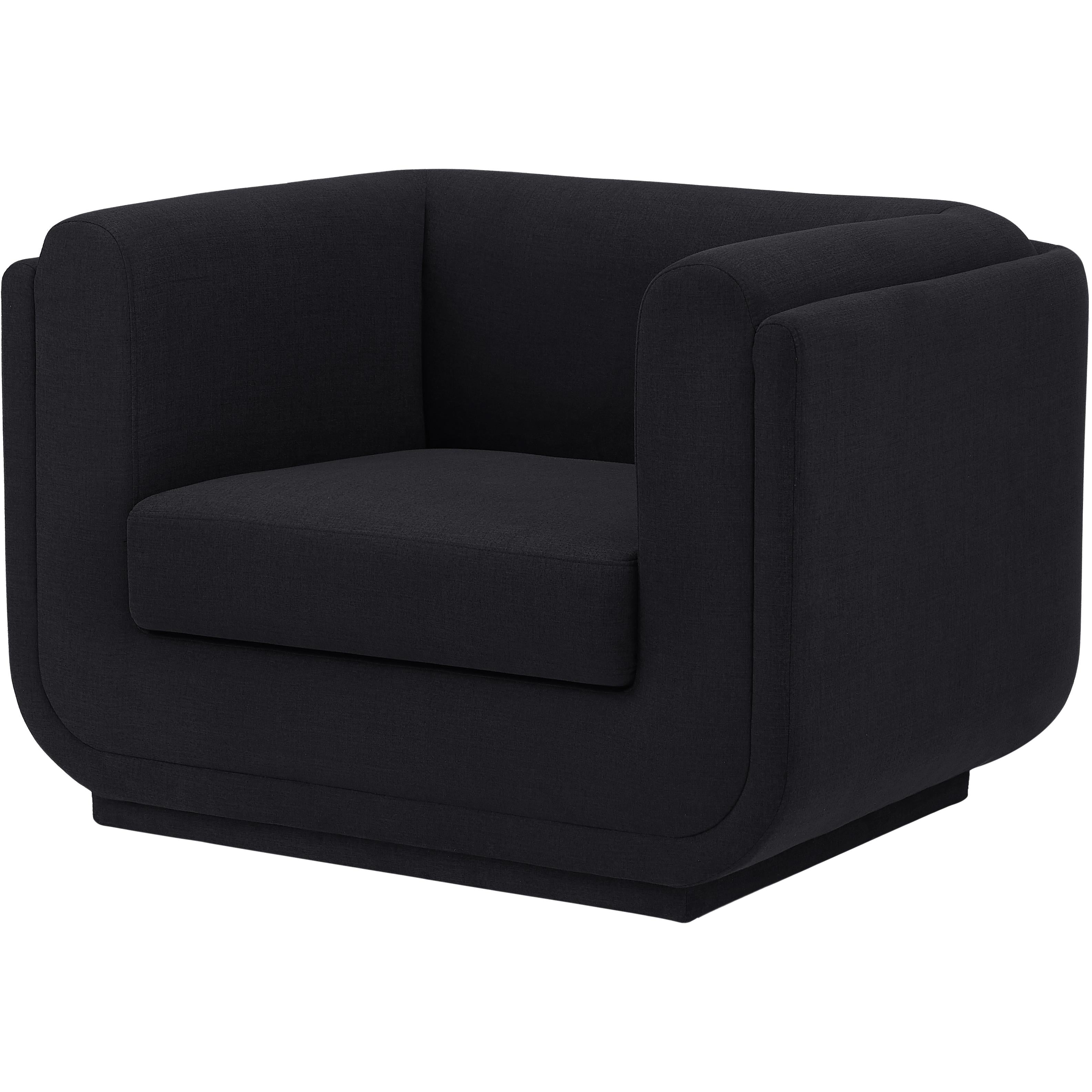 Meridian Kimora Black Linen Textured Fabric Chair