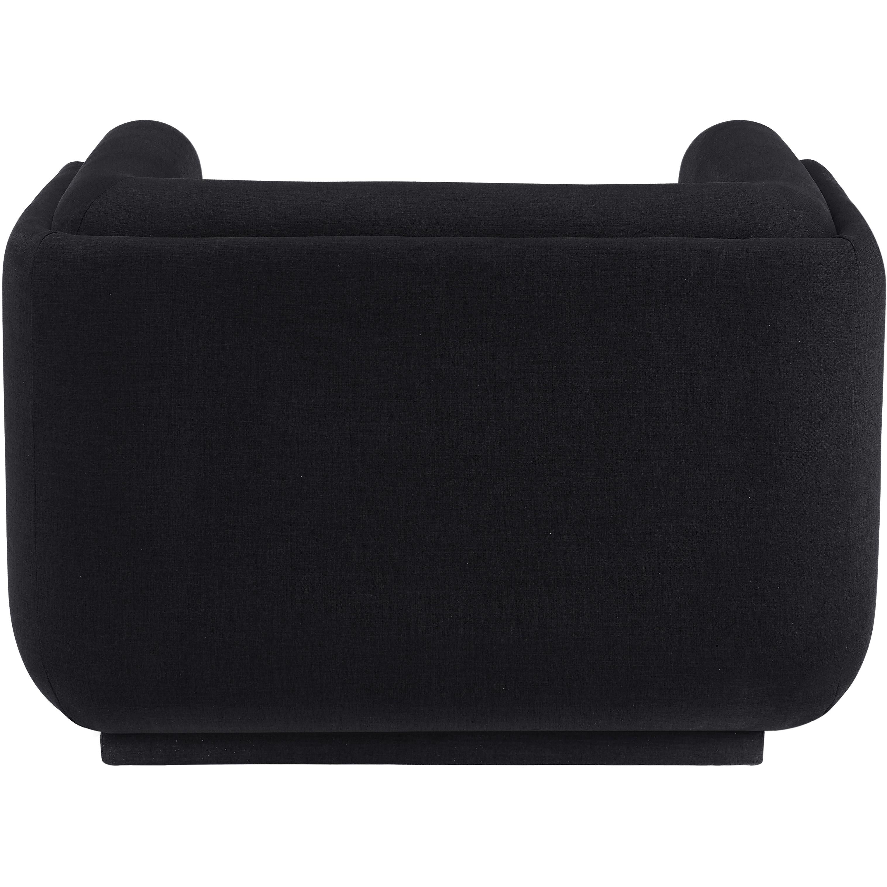 Meridian Kimora Black Linen Textured Fabric Chair
