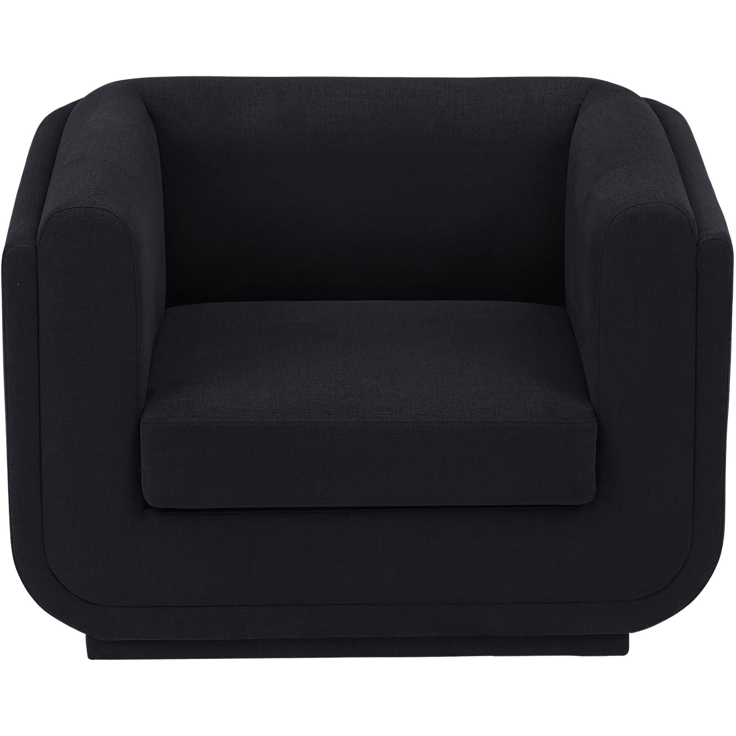 Meridian Kimora Black Linen Textured Fabric Chair