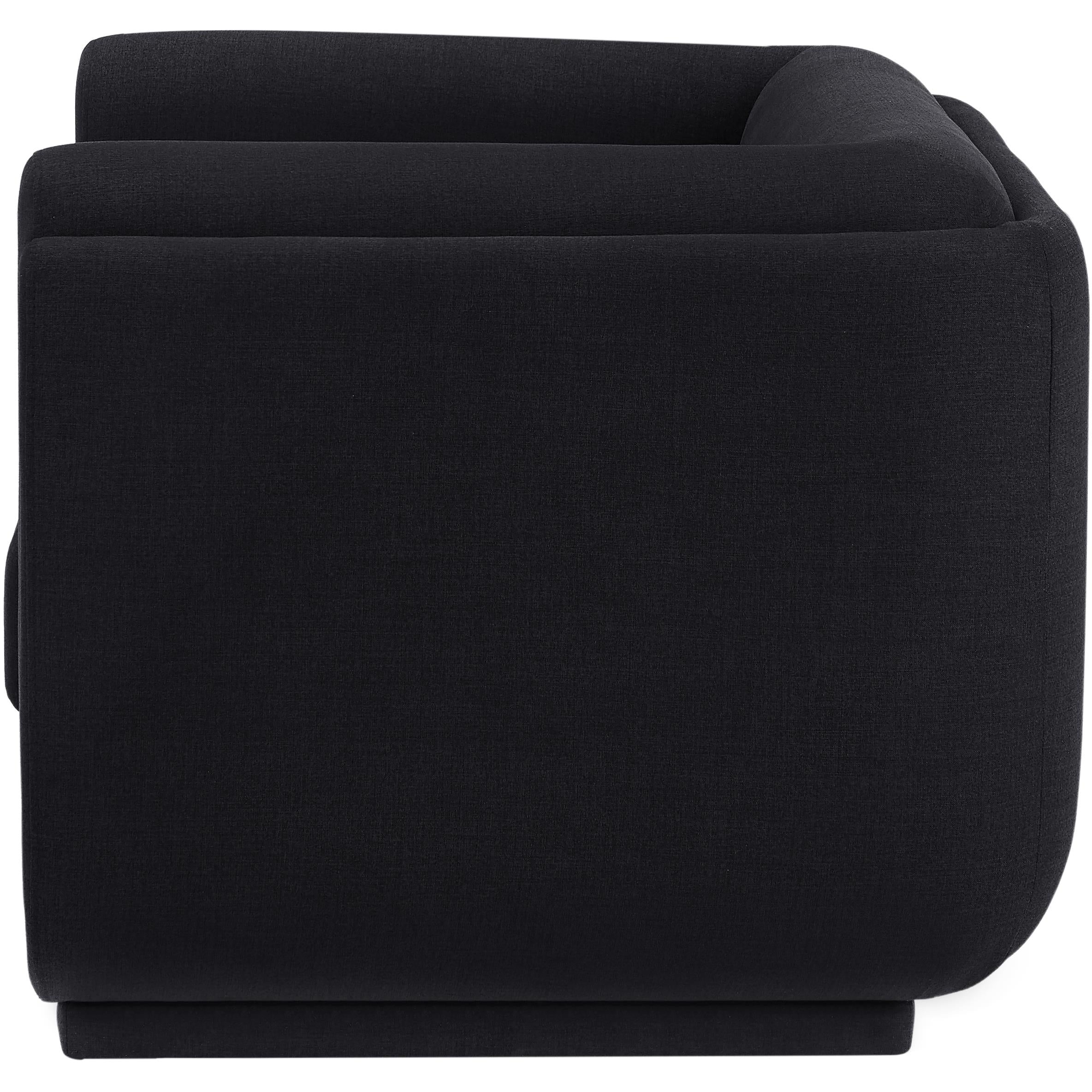 Meridian Kimora Black Linen Textured Fabric Chair