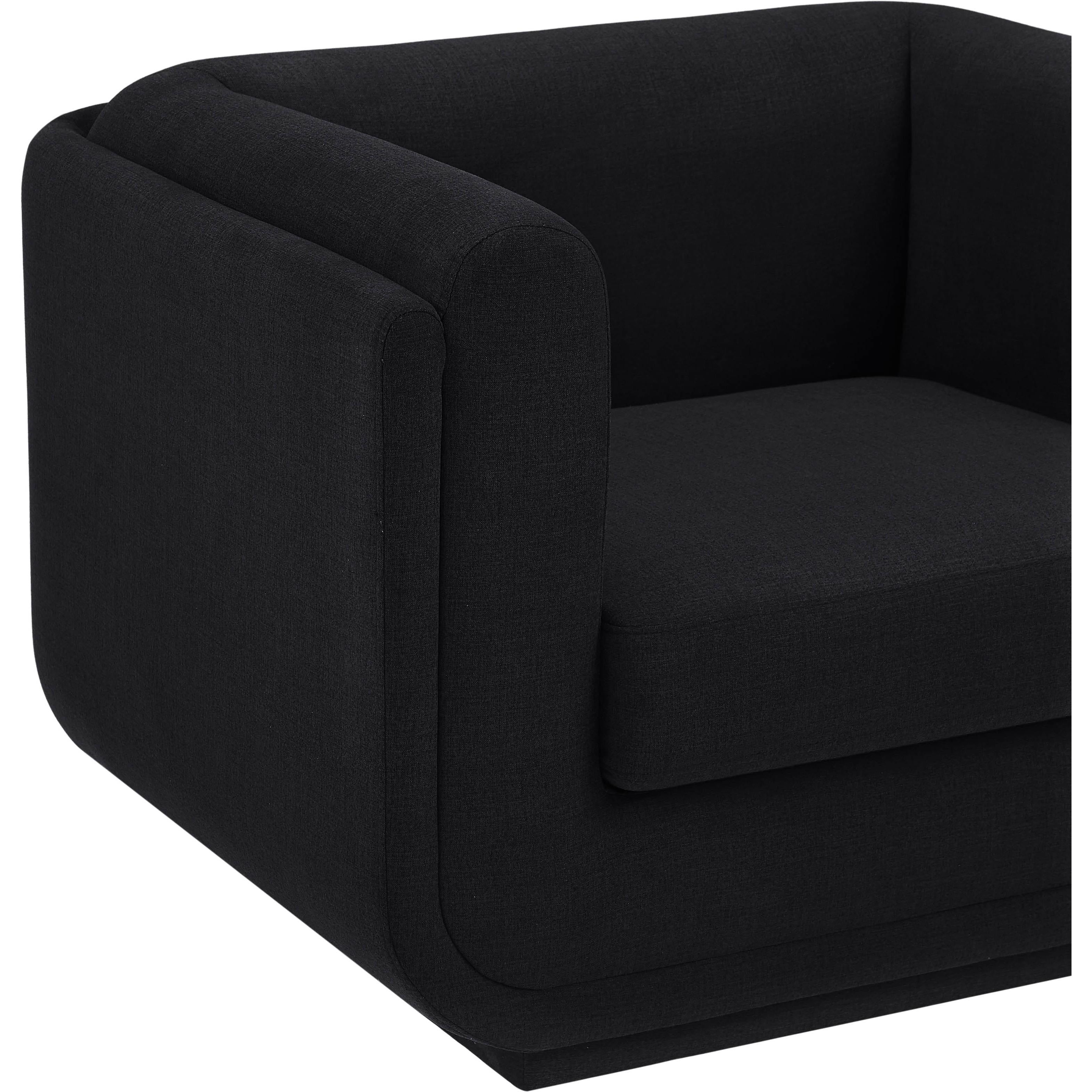 Meridian Kimora Black Linen Textured Fabric Chair
