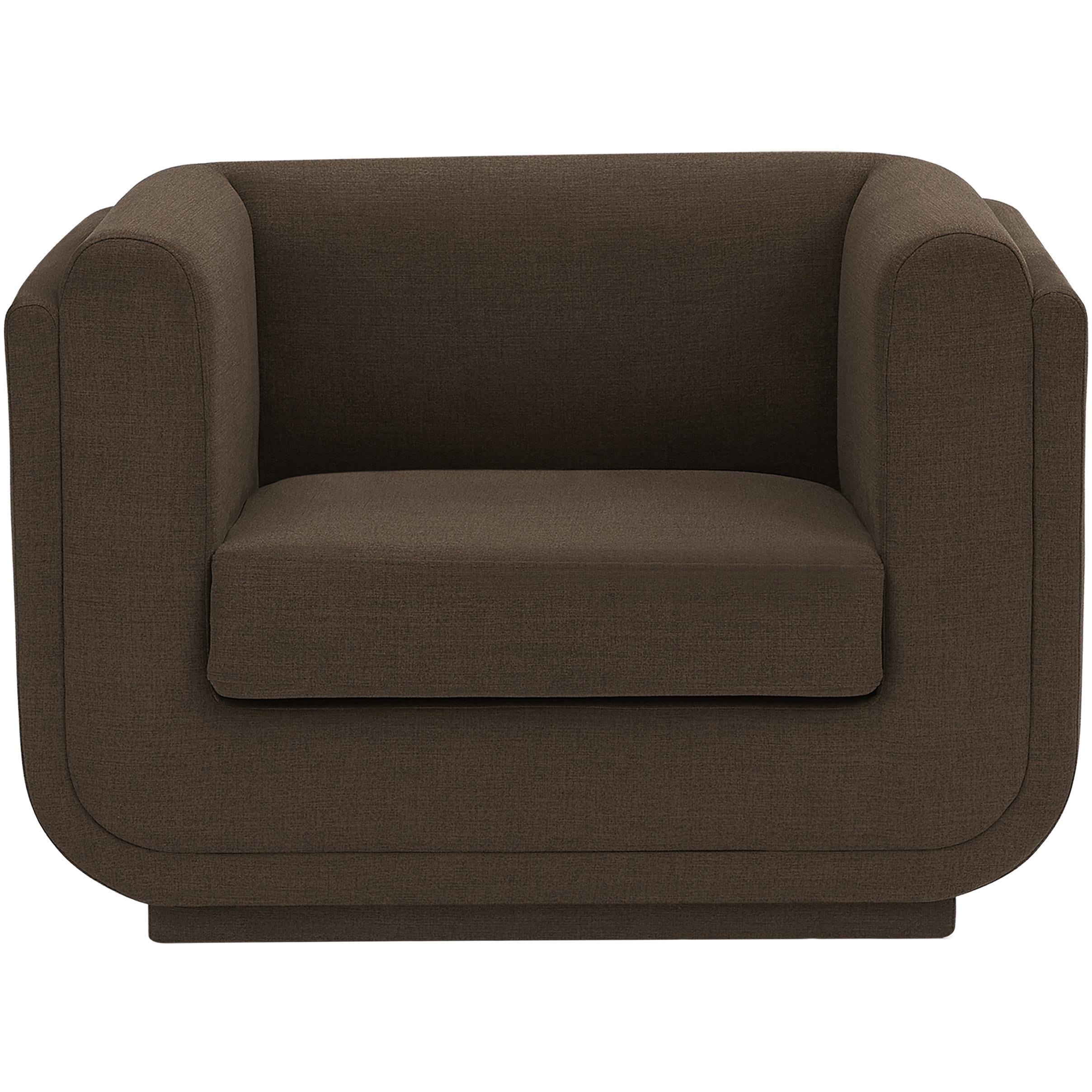 Meridian Kimora Brown Linen Textured Fabric Chair