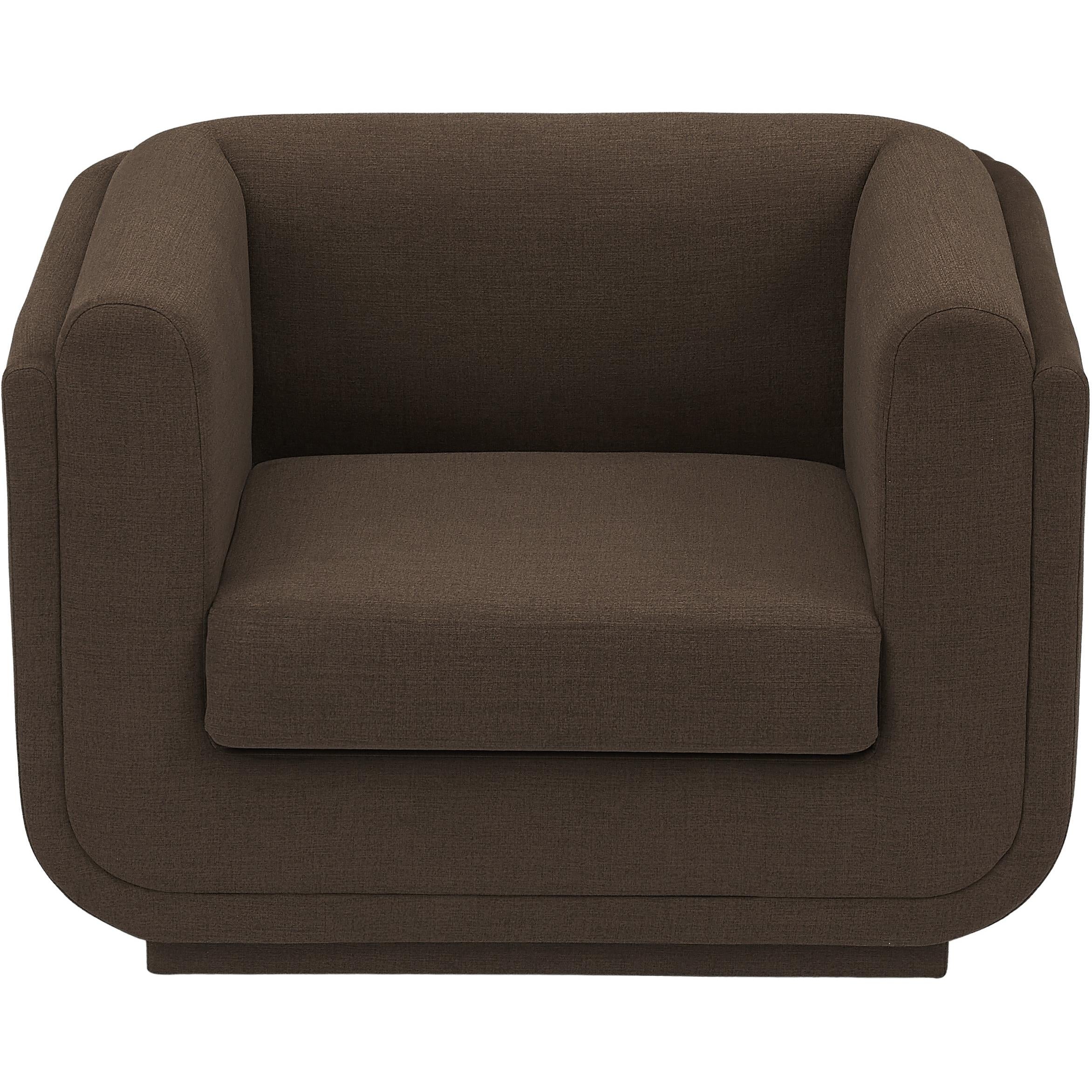 Meridian Kimora Brown Linen Textured Fabric Chair