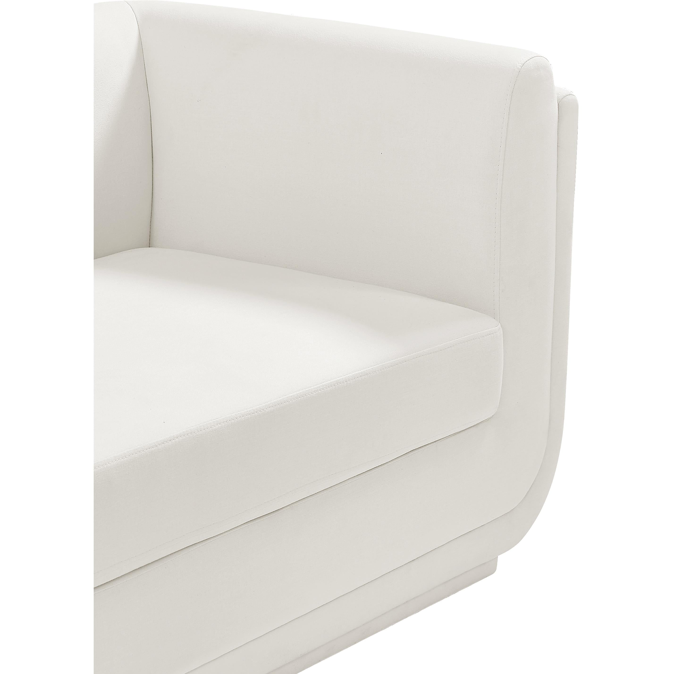 Meridian Kimora Cream Linen Textured Fabric Chair