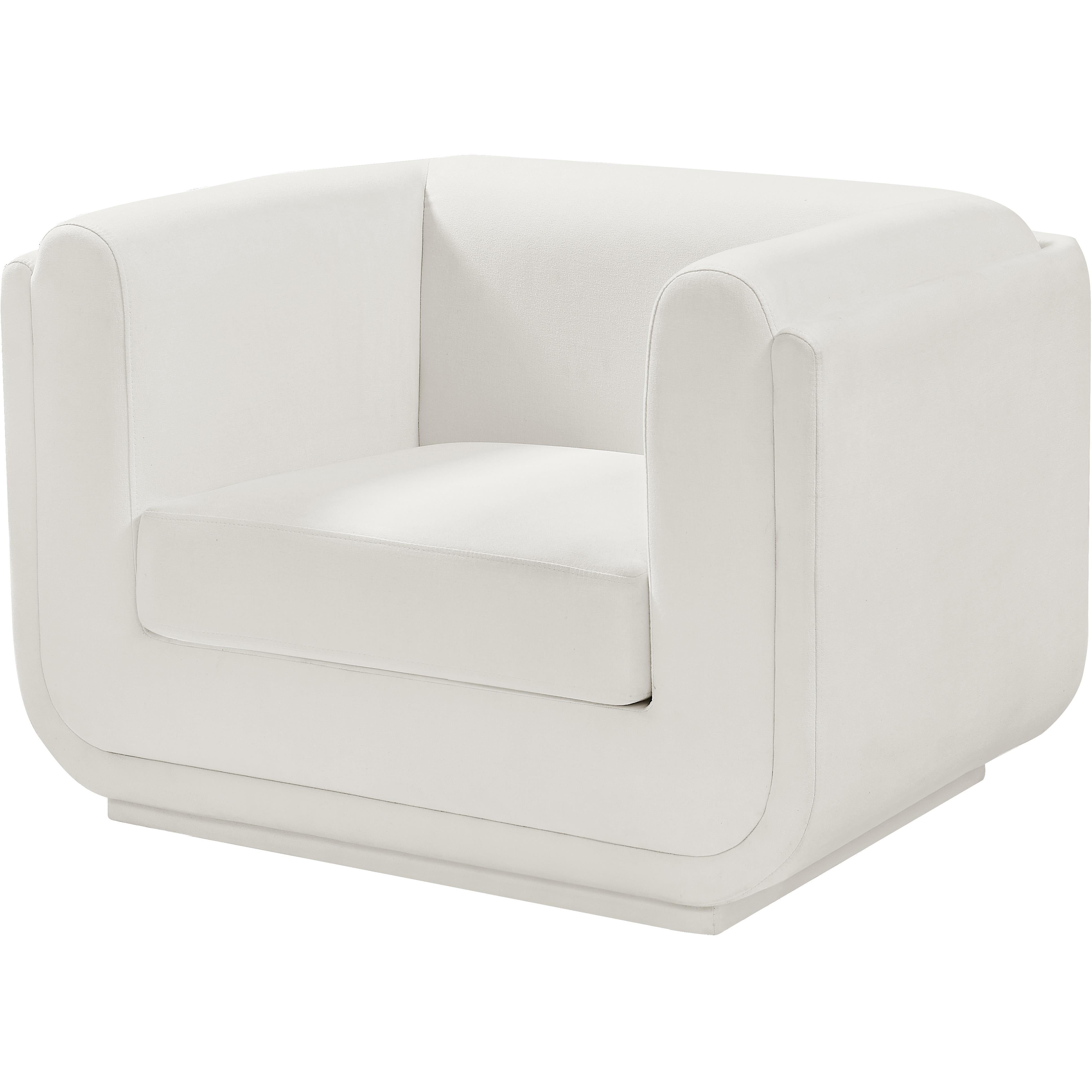 Meridian Kimora Cream Linen Textured Fabric Chair
