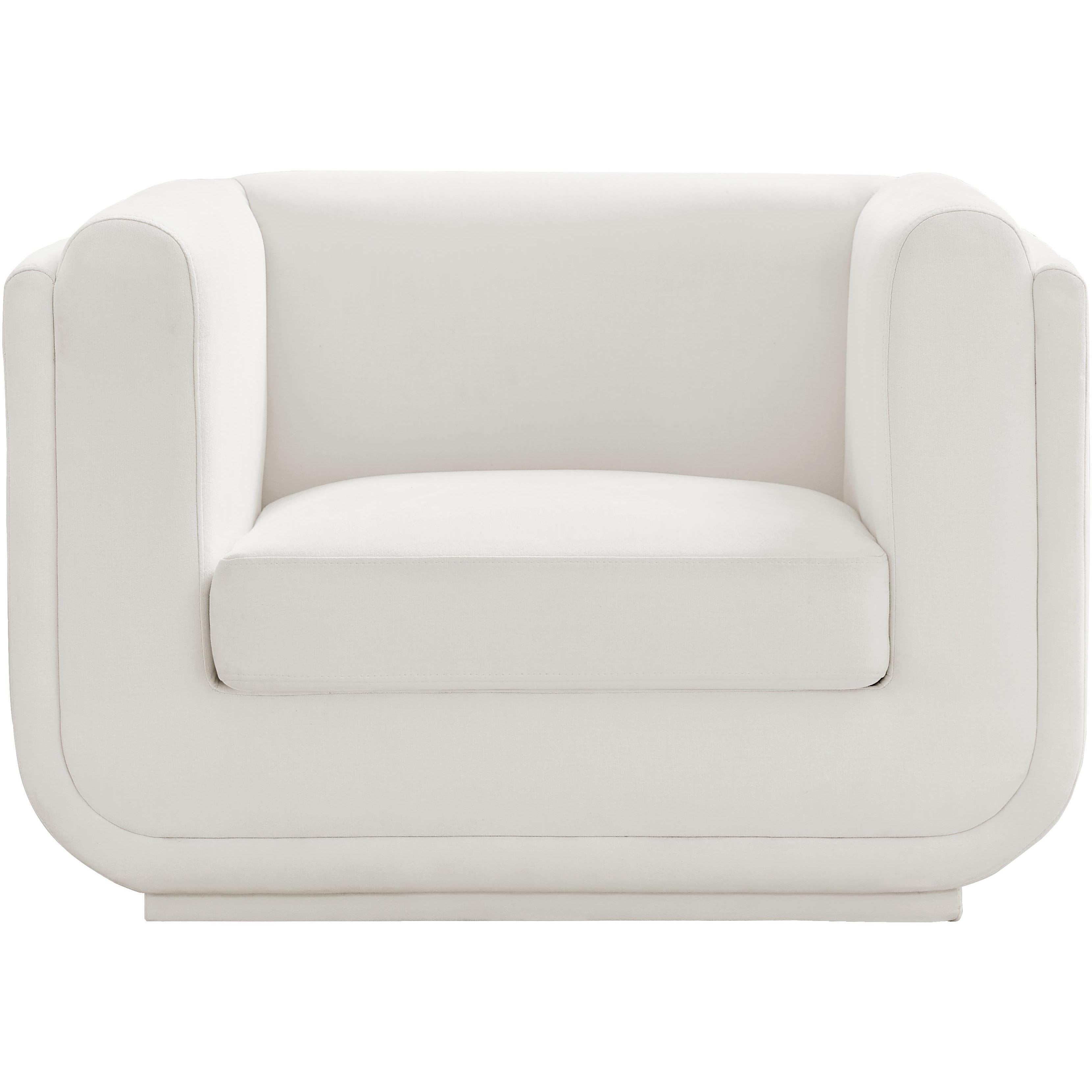 Meridian Kimora Cream Linen Textured Fabric Chair