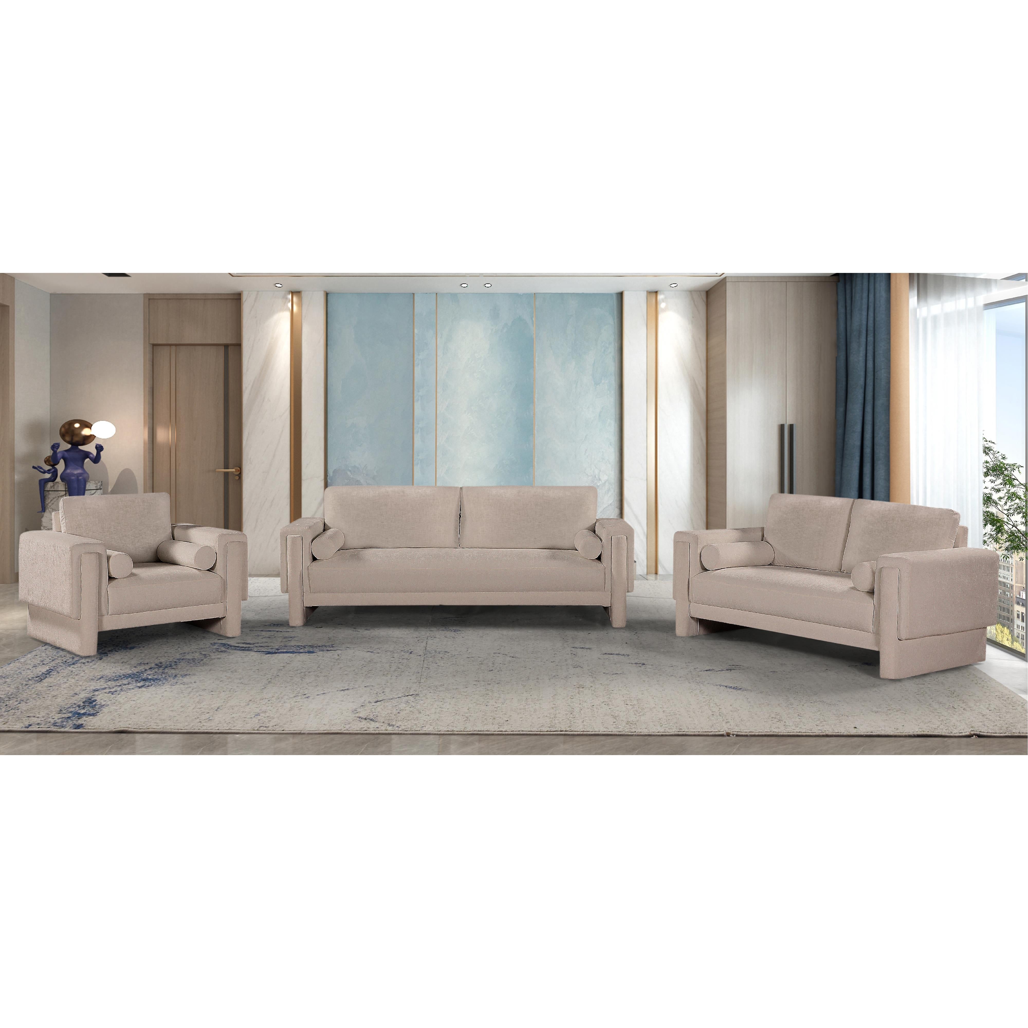Meridian Madeline Beige Chenille Fabric Chair