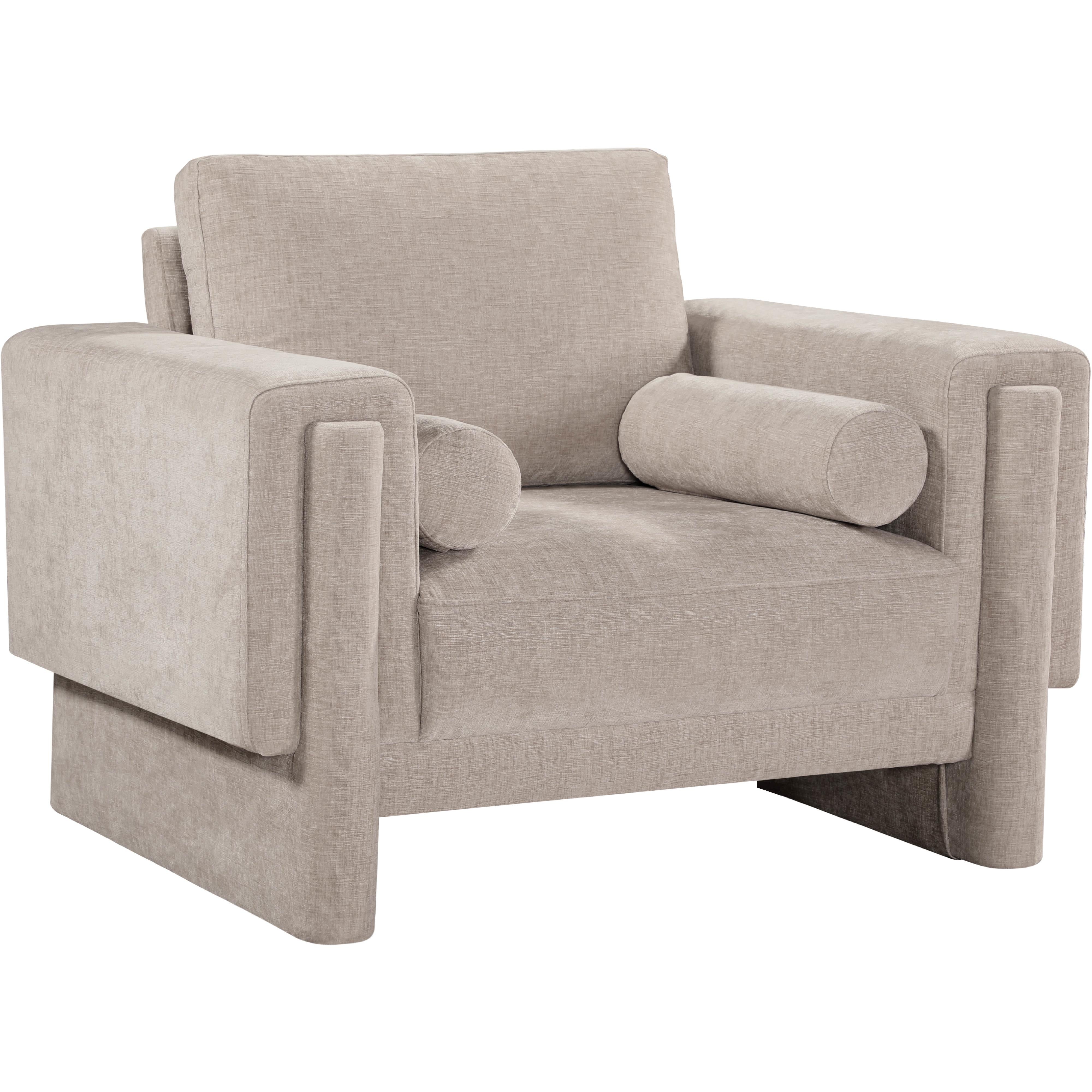 Meridian Madeline Beige Chenille Fabric Chair
