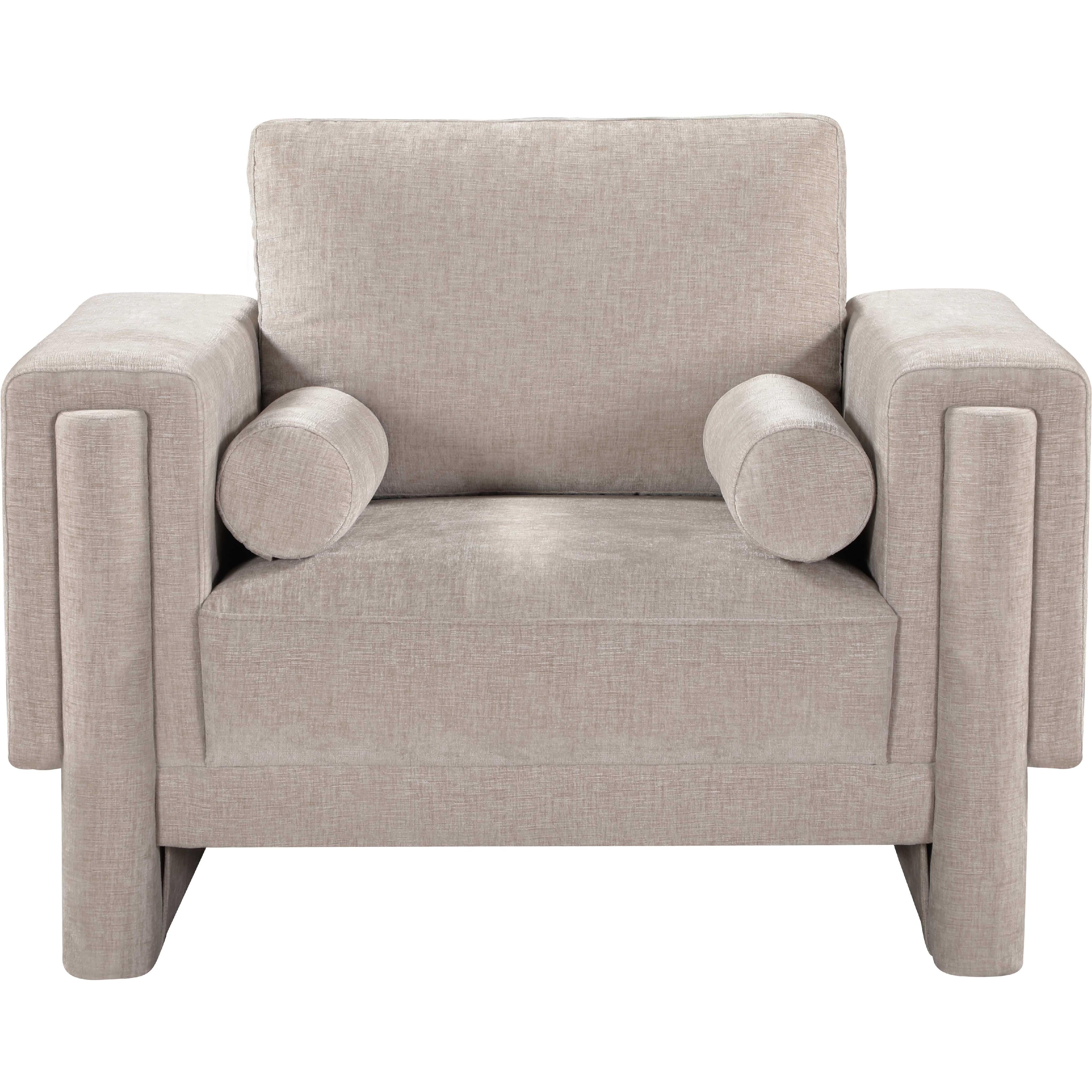 Meridian Madeline Beige Chenille Fabric Chair