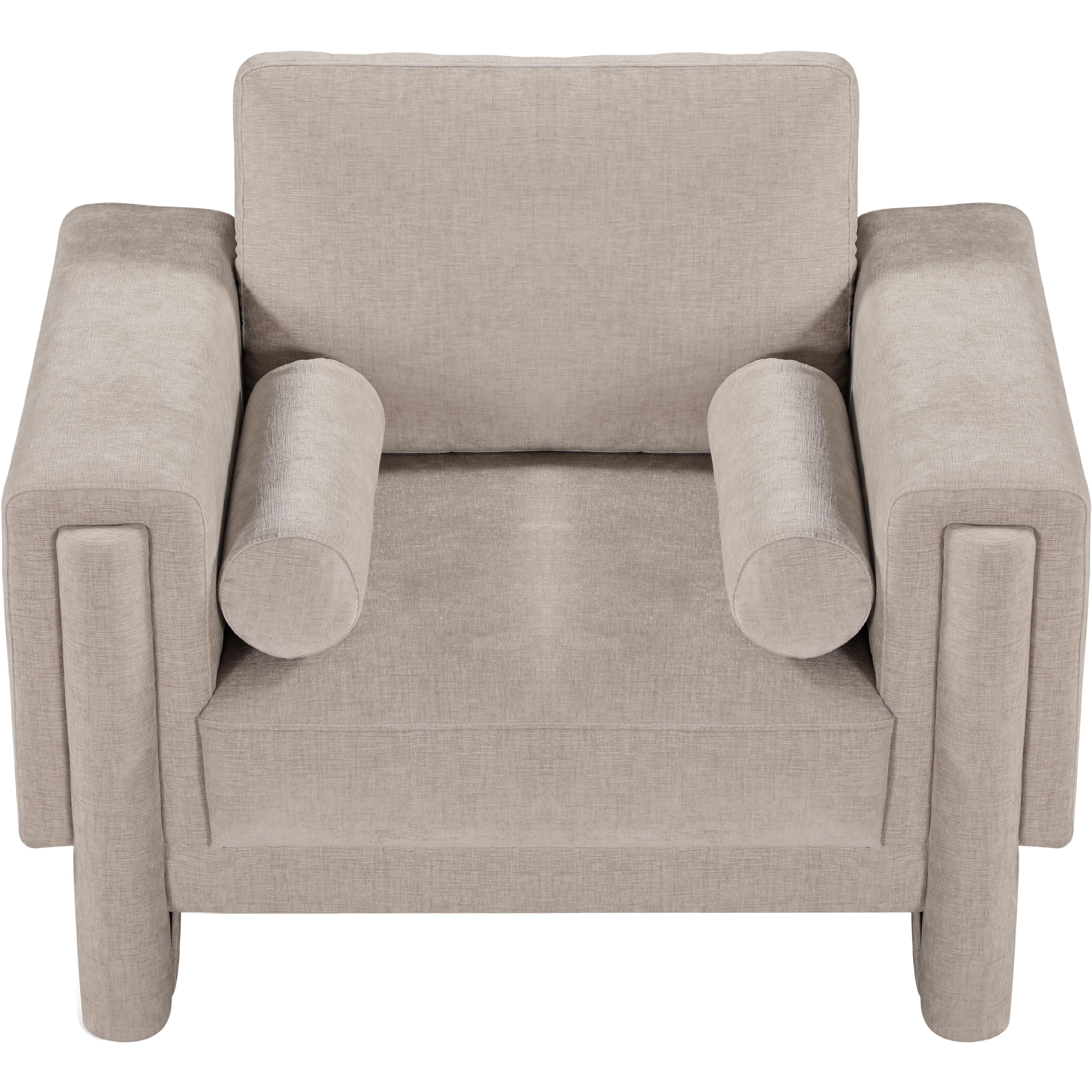 Meridian Madeline Beige Chenille Fabric Chair