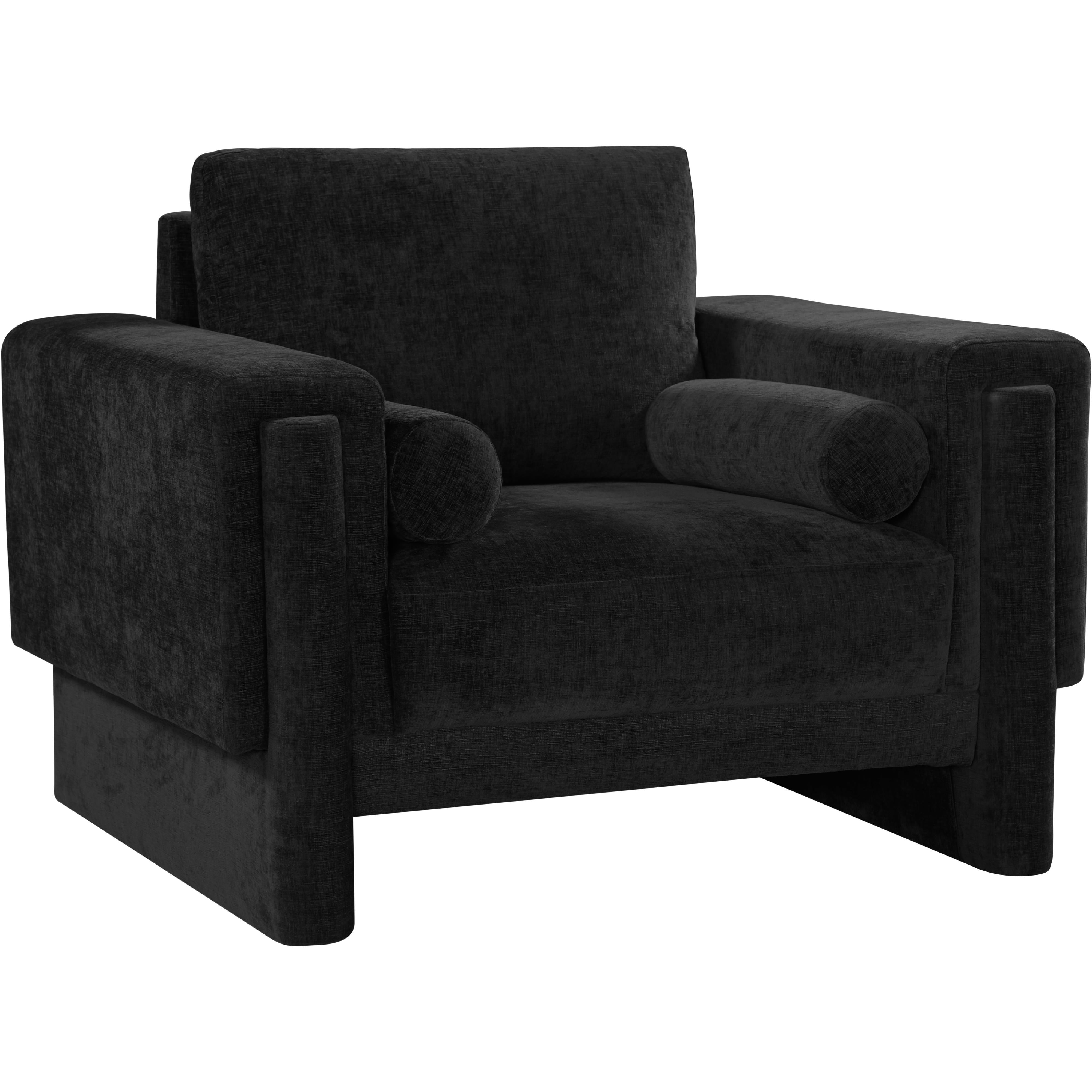 Meridian Madeline Black Chenille Fabric Chair