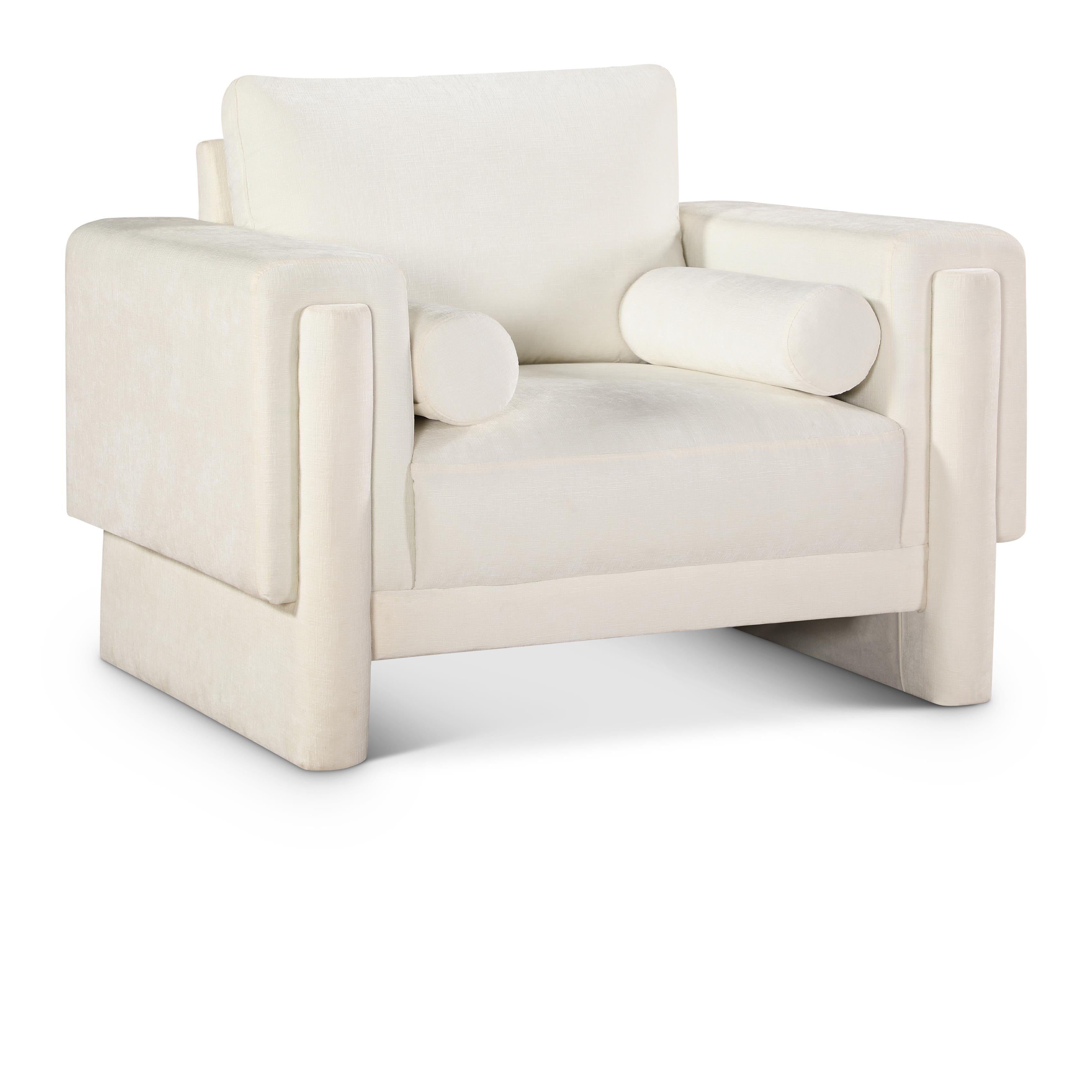 Meridian Madeline Cream Chenille Fabric Chair