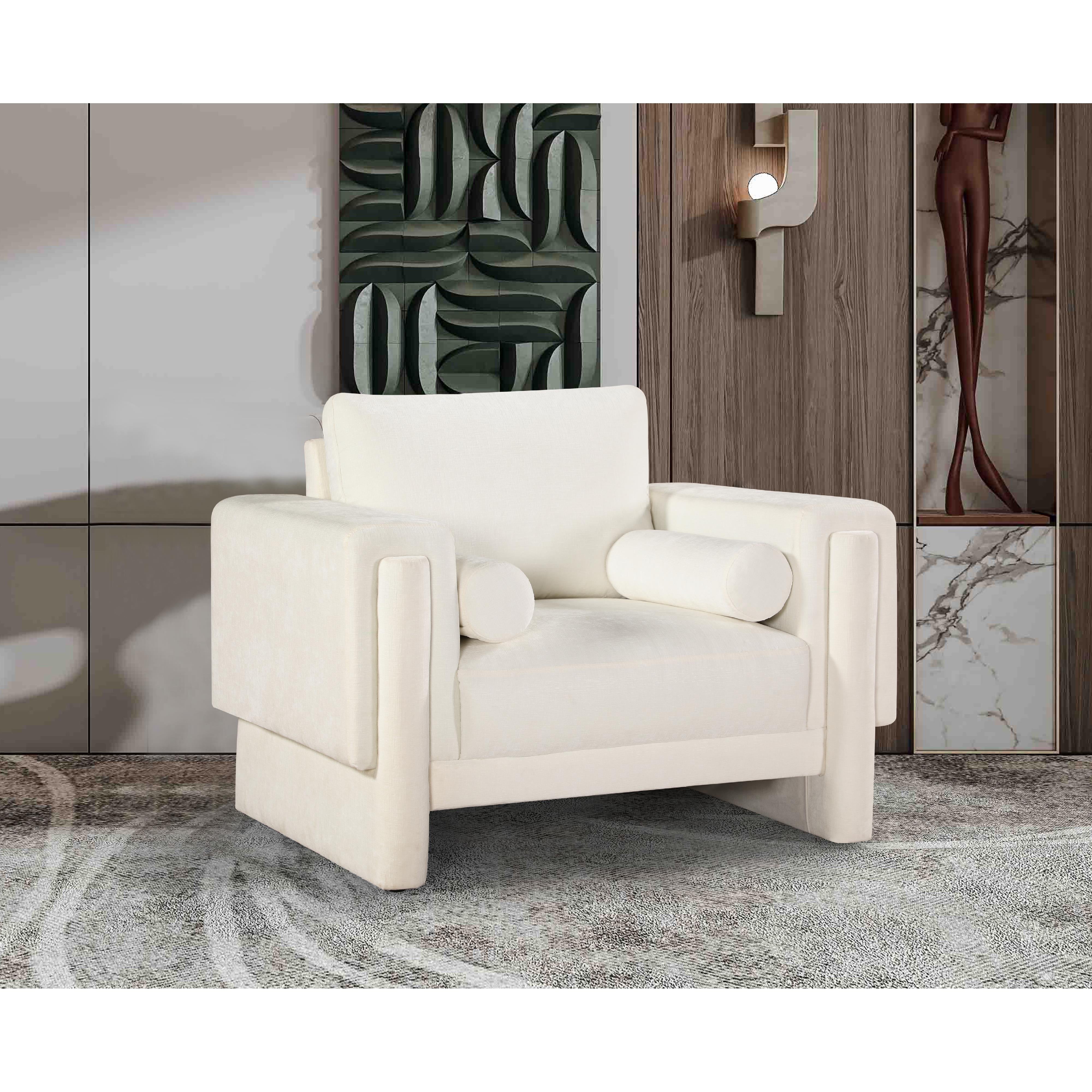 Meridian Madeline Cream Chenille Fabric Chair