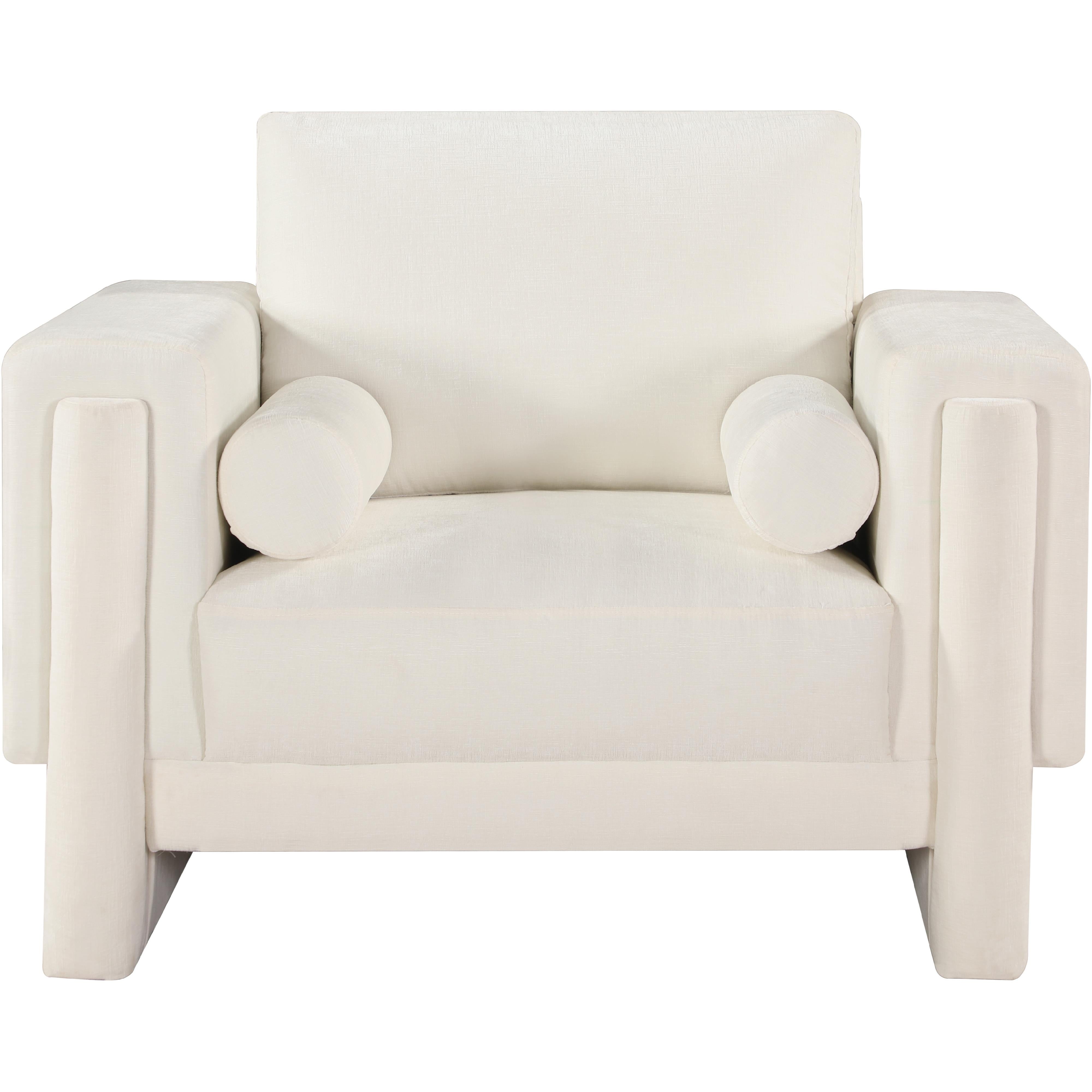 Meridian Madeline Cream Chenille Fabric Chair