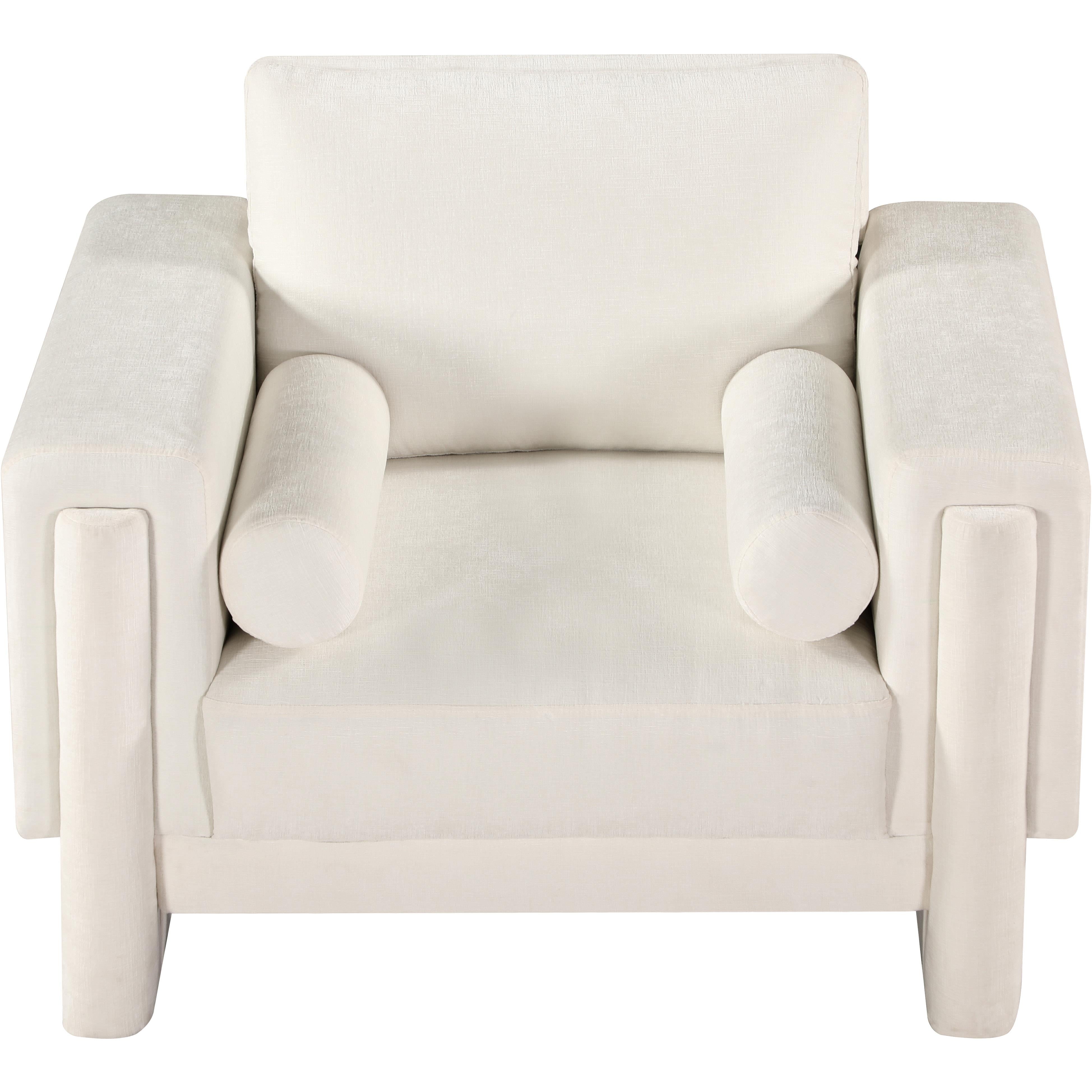 Meridian Madeline Cream Chenille Fabric Chair