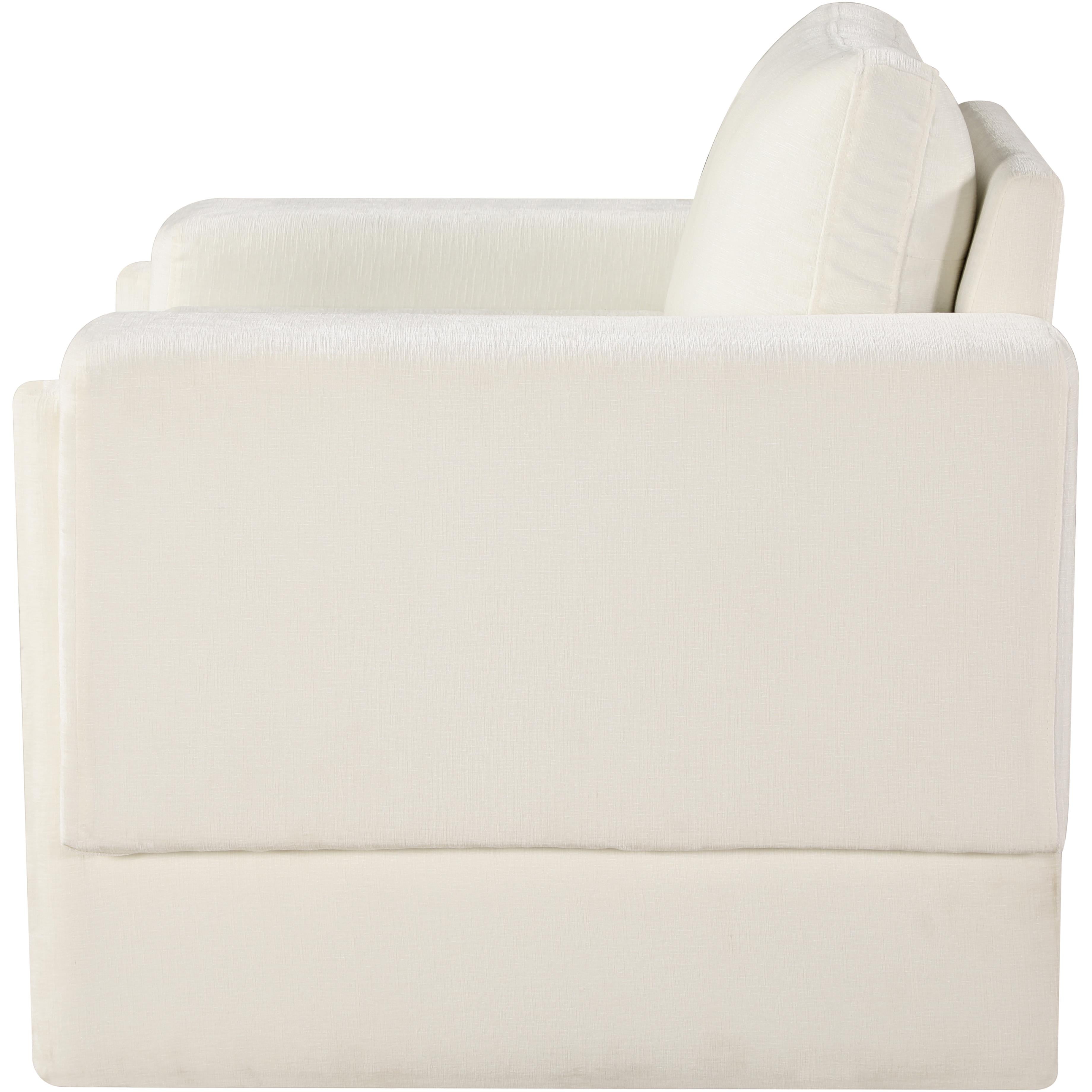Meridian Madeline Cream Chenille Fabric Chair