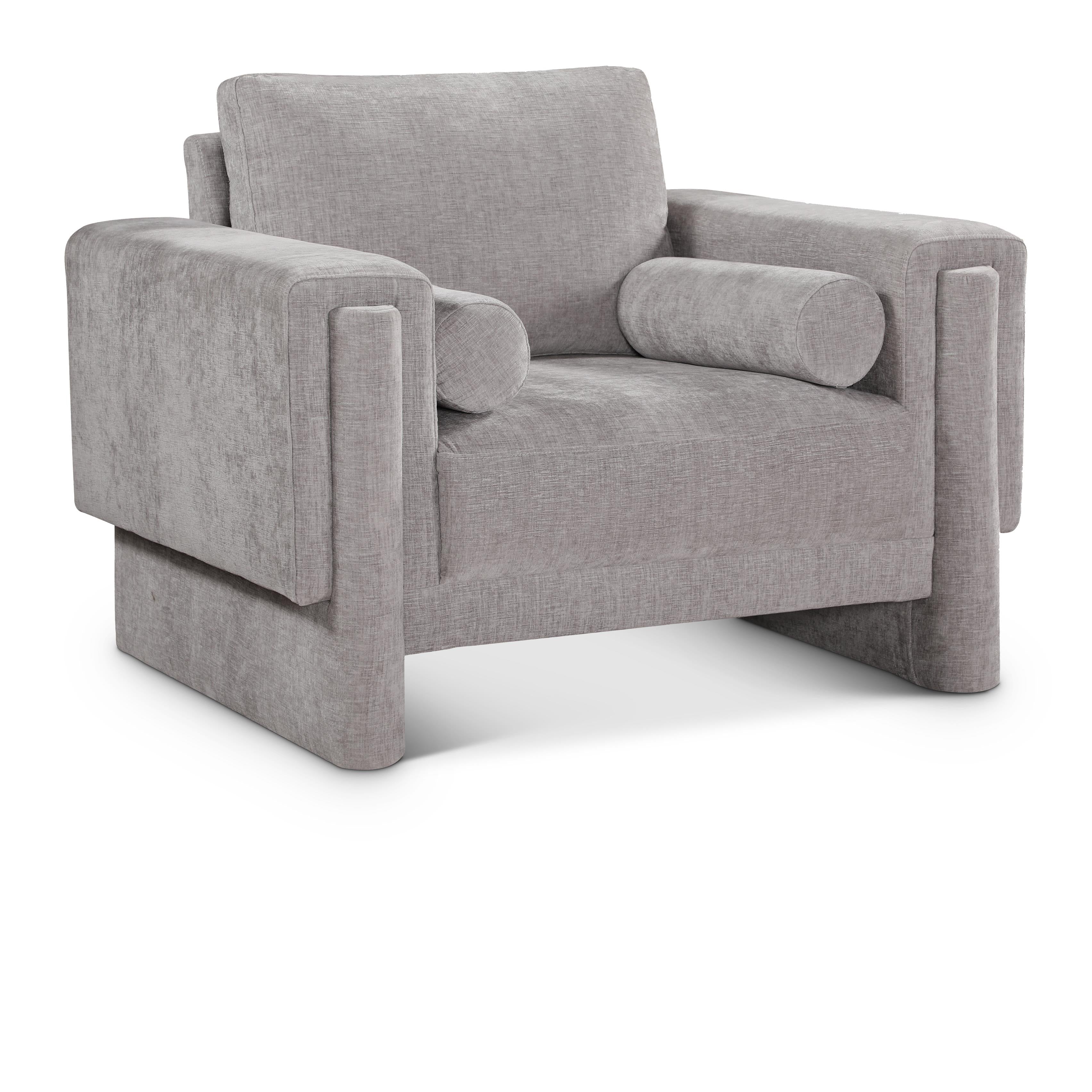 Meridian Madeline Grey Chenille Fabric Chair