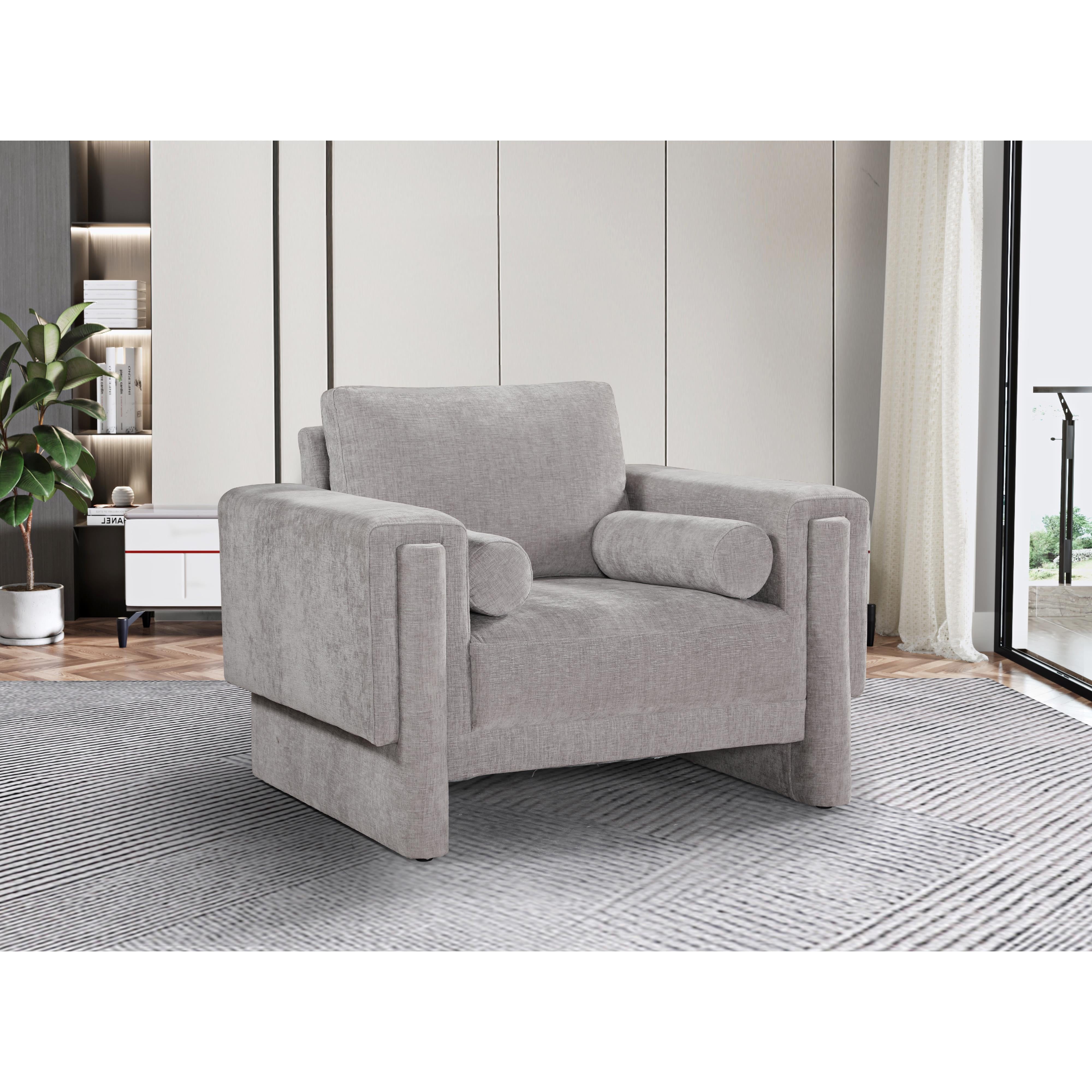 Meridian Madeline Grey Chenille Fabric Chair