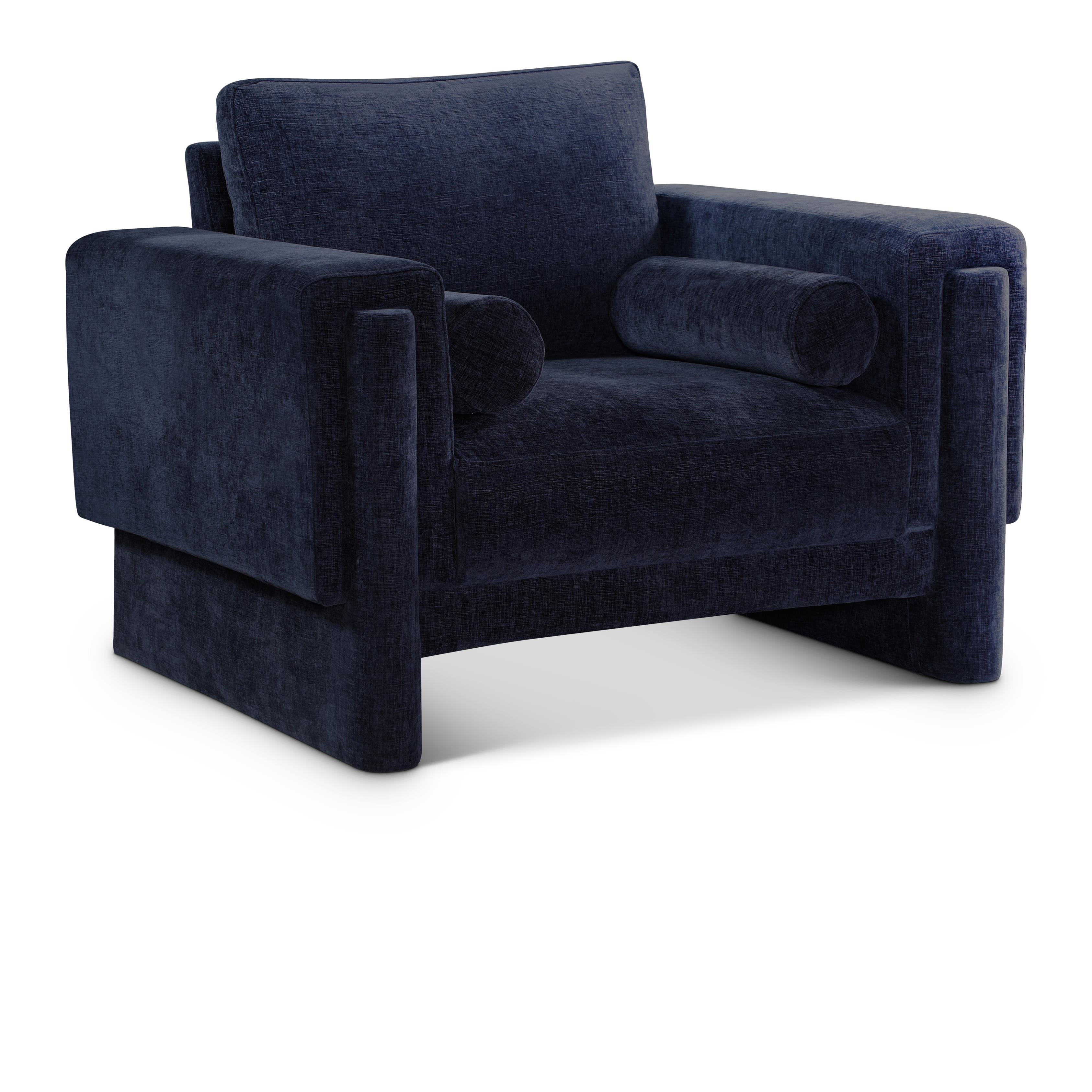 Meridian Madeline Navy Chenille Fabric Chair