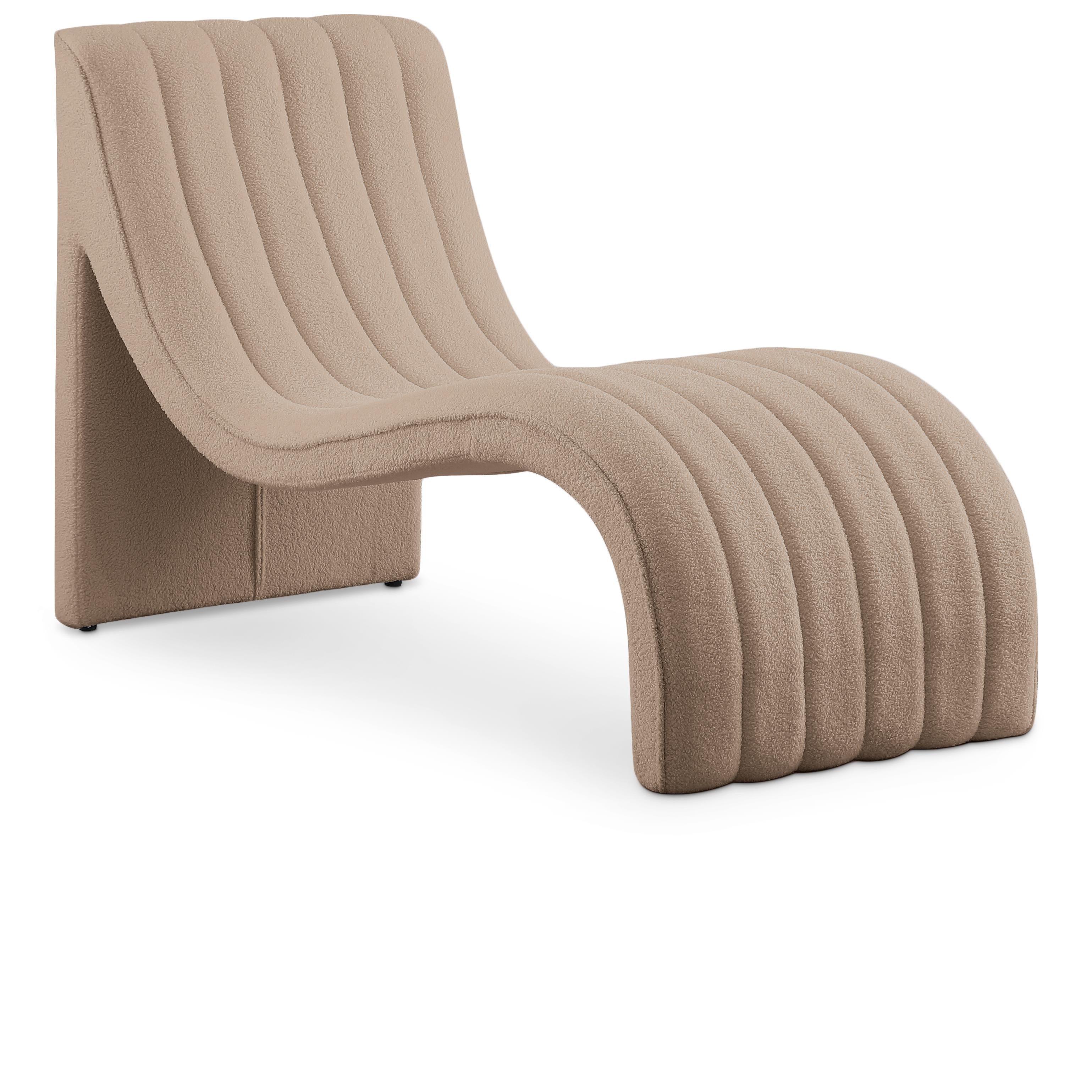 Meridian Orian Beige Teddy Fabric Chaise