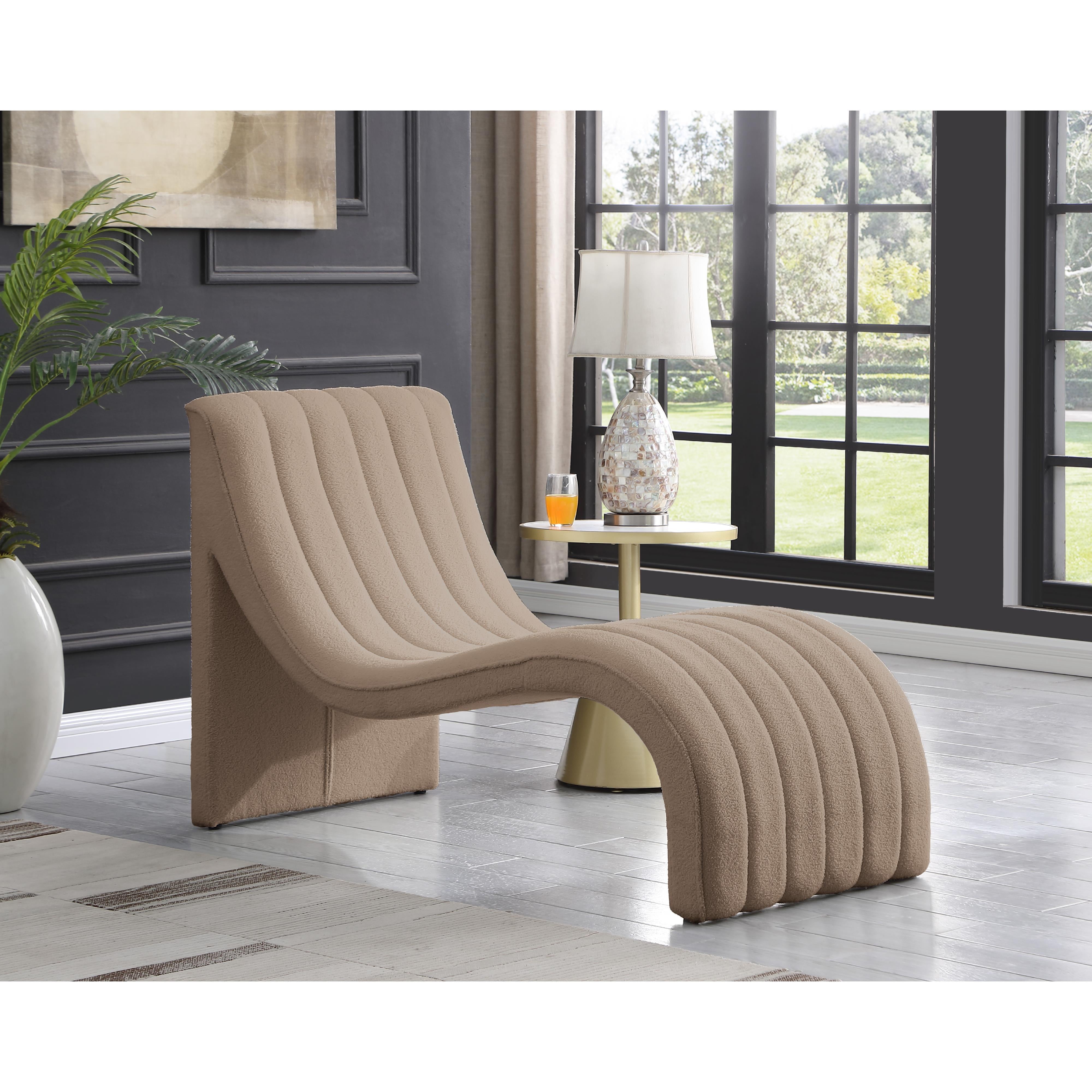 Meridian Orian Beige Teddy Fabric Chaise