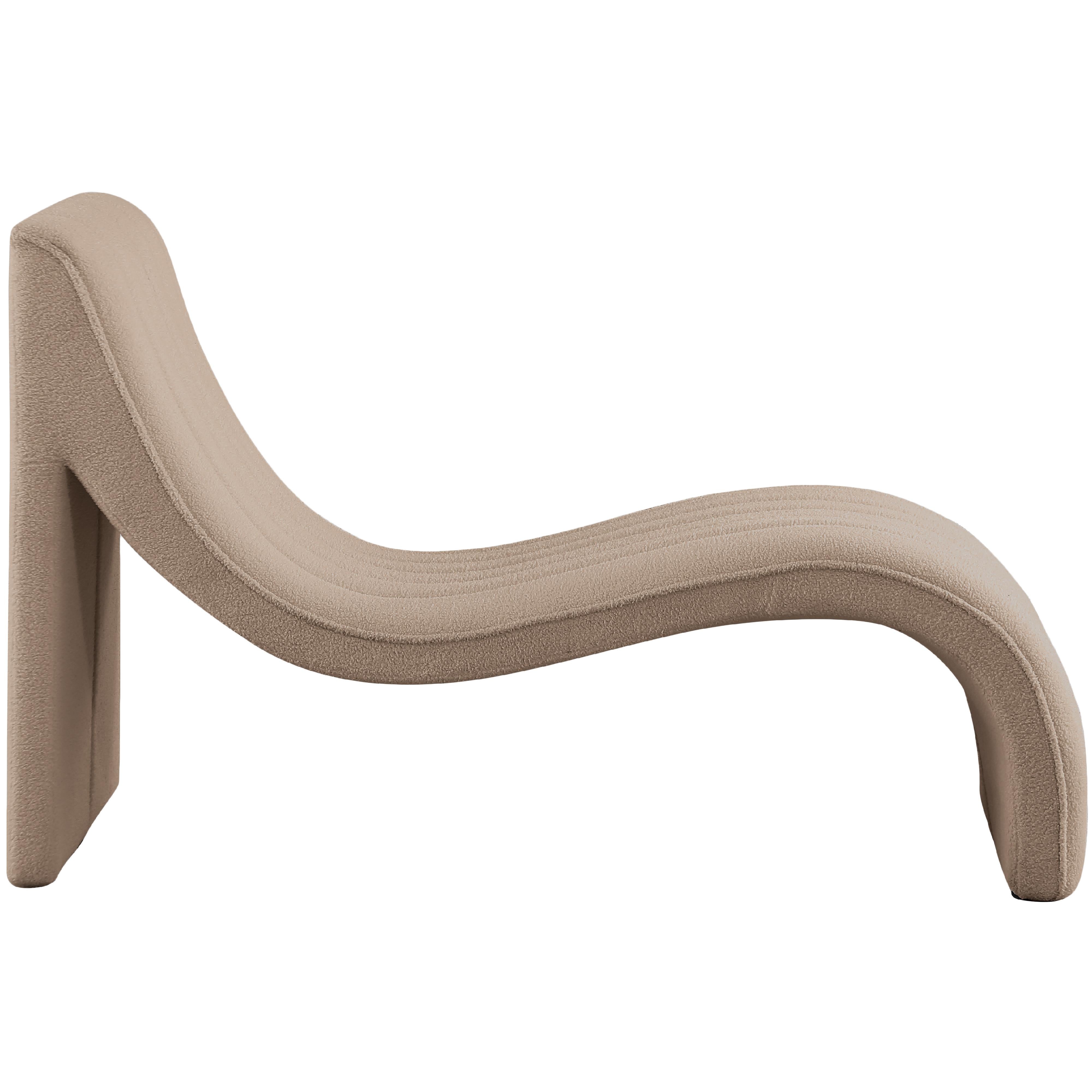 Meridian Orian Beige Teddy Fabric Chaise