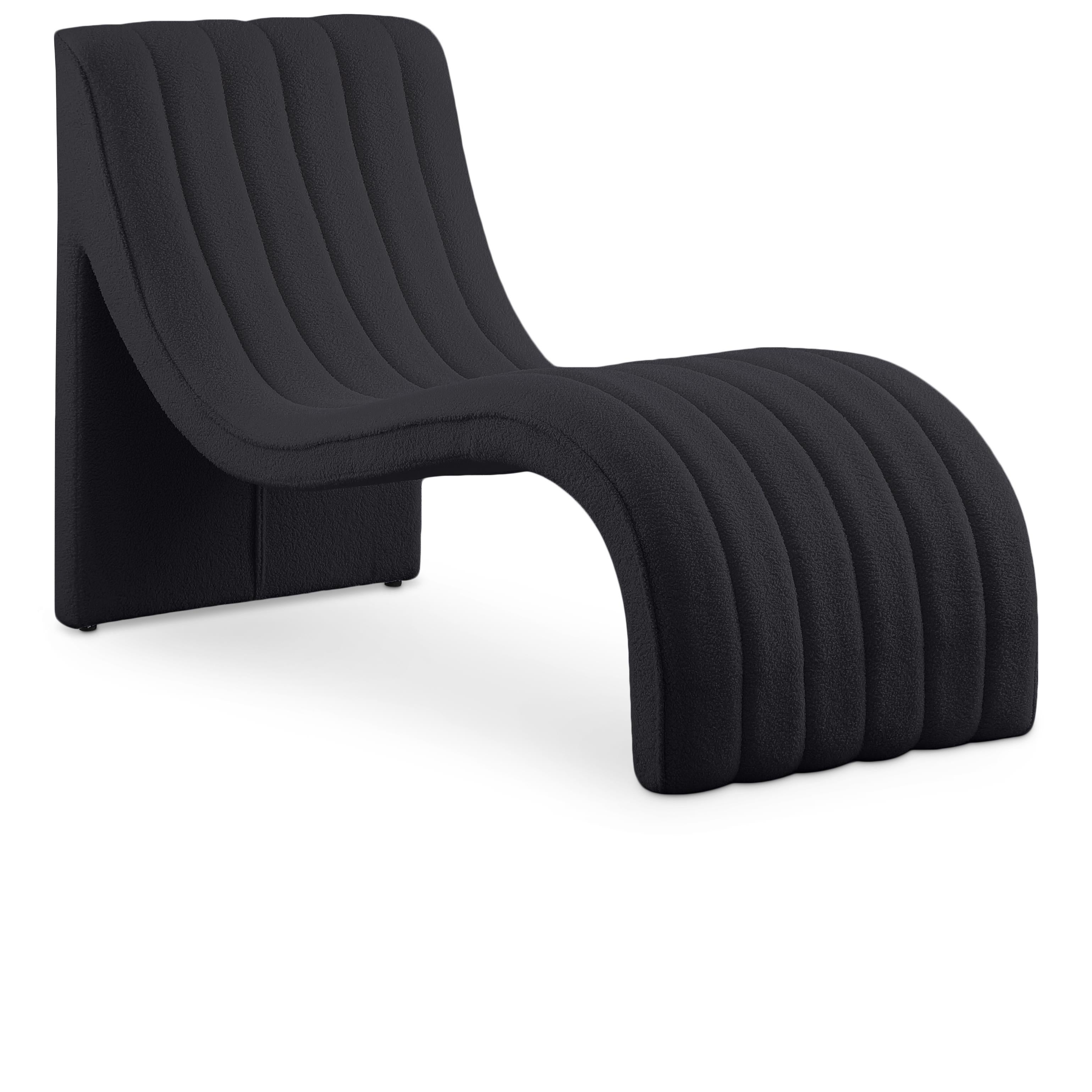 Meridian Orian Black Teddy Fabric Chaise