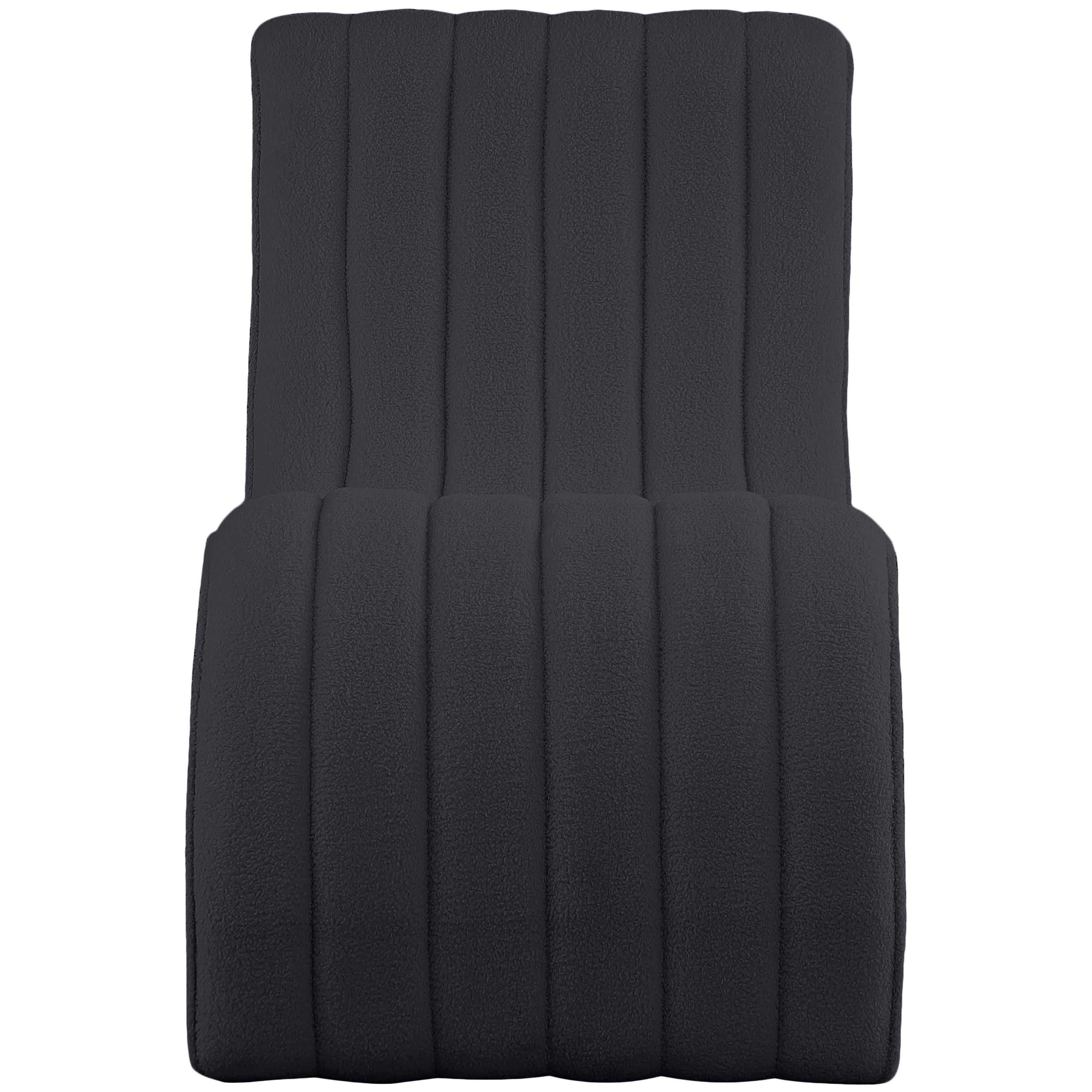 Meridian Orian Black Teddy Fabric Chaise
