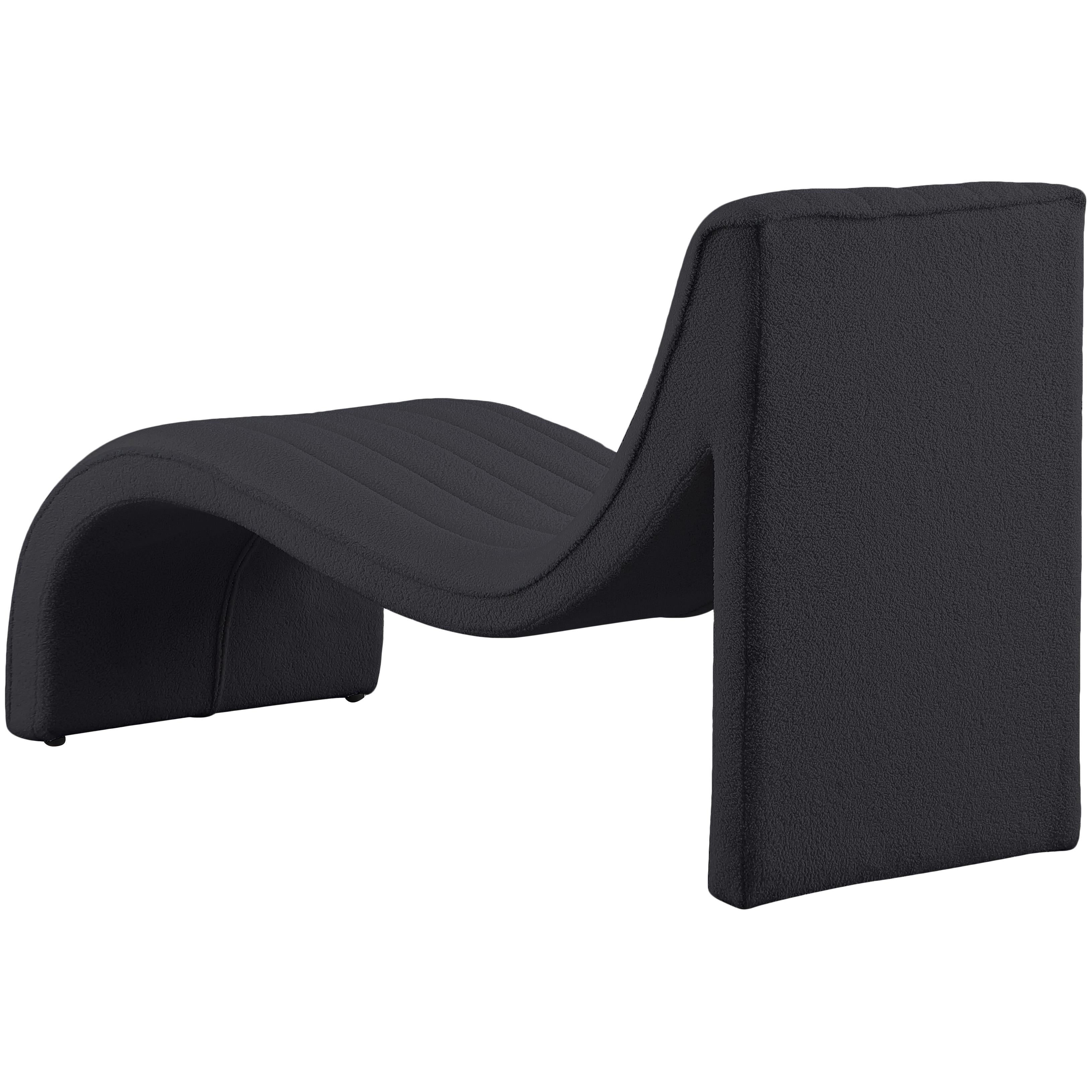 Meridian Orian Black Teddy Fabric Chaise