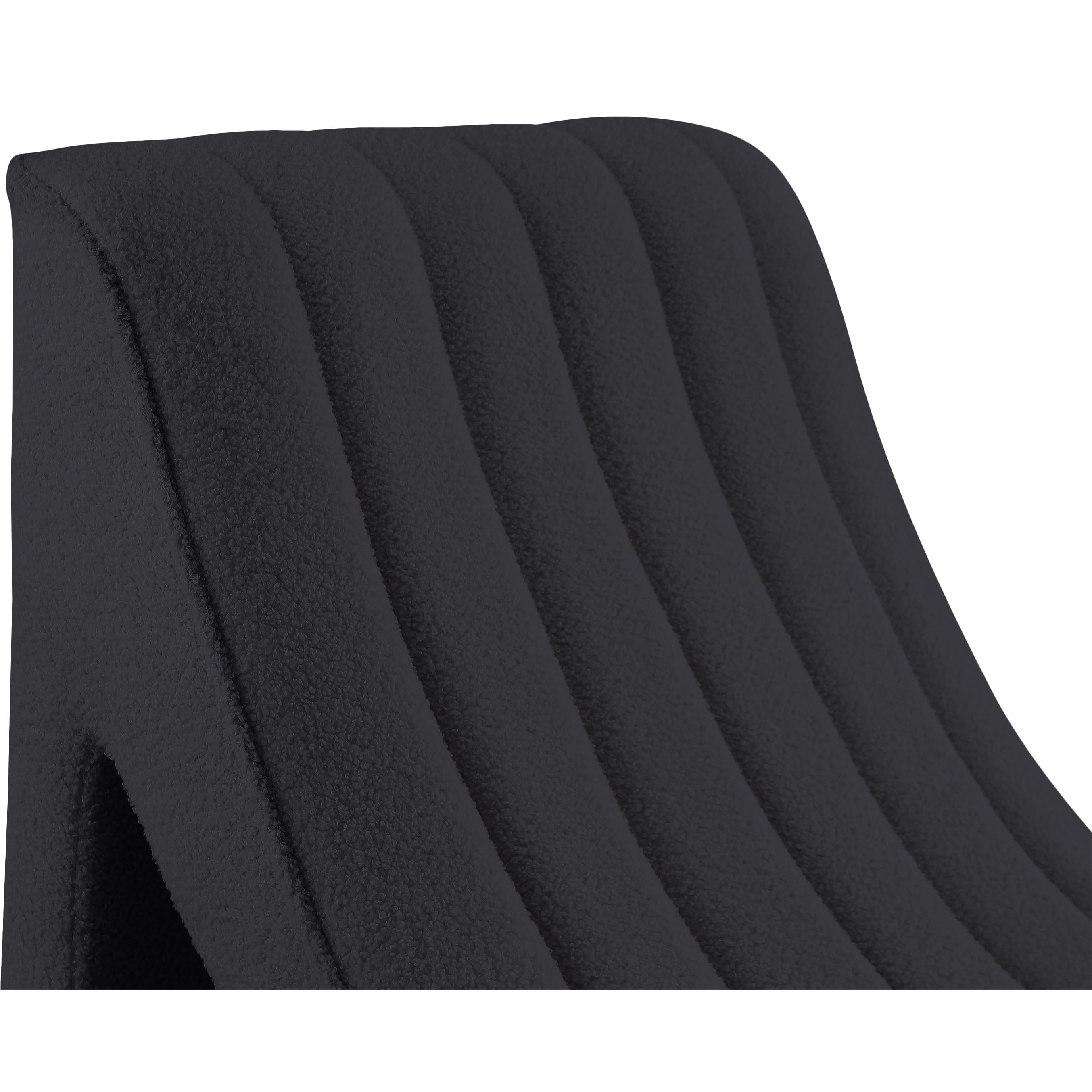 Meridian Orian Black Teddy Fabric Chaise