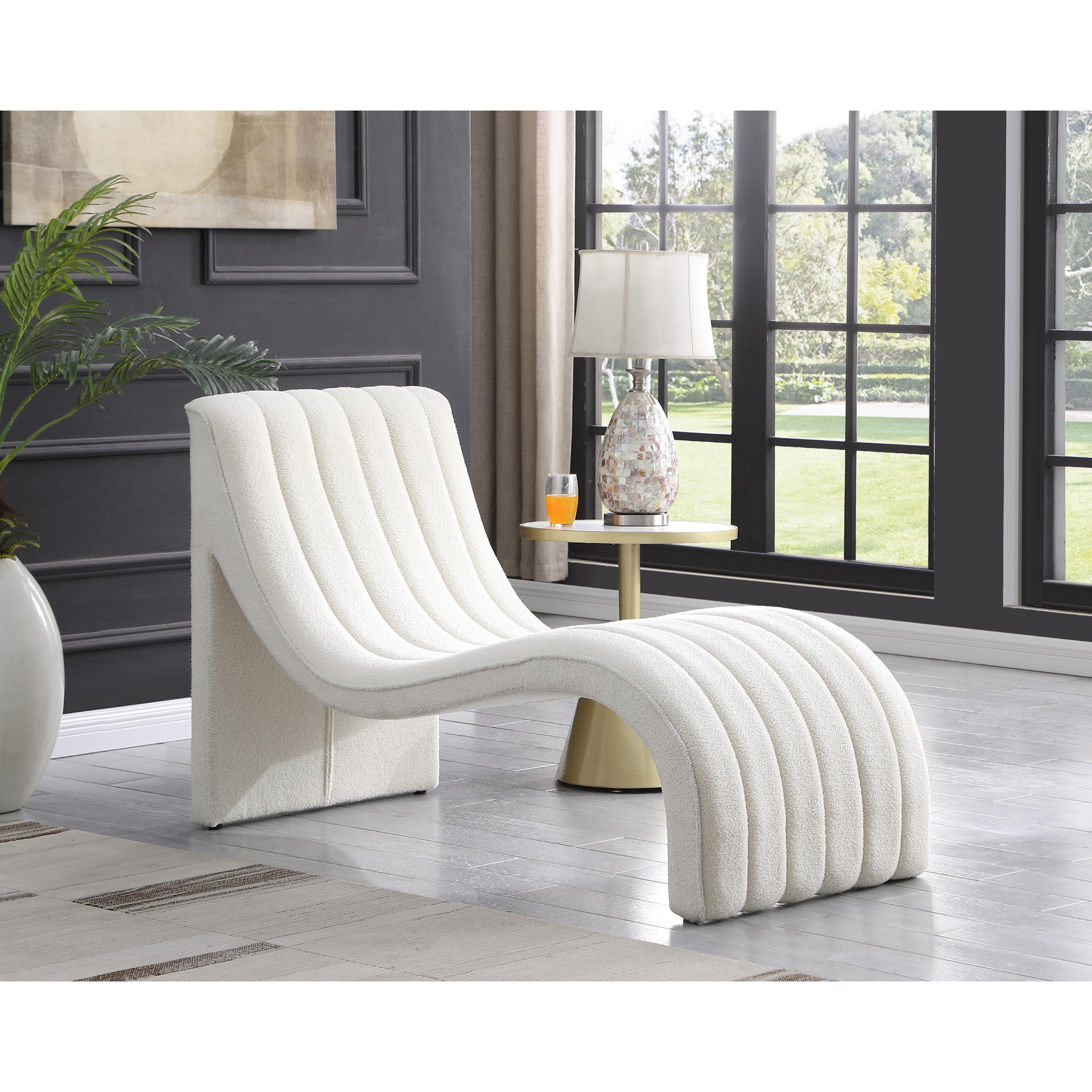 Meridian Orian Cream Teddy Fabric Chaise
