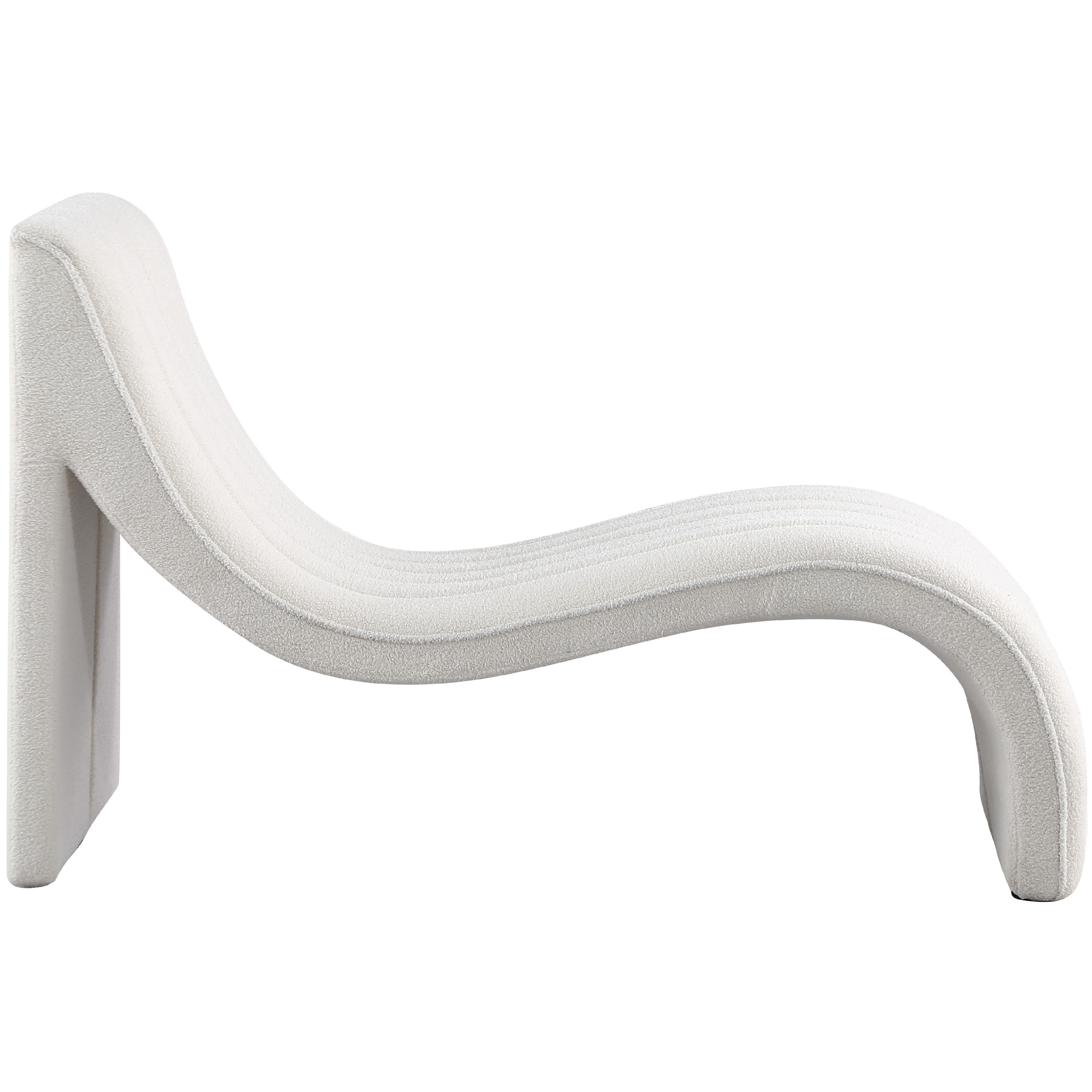 Meridian Orian Cream Teddy Fabric Chaise