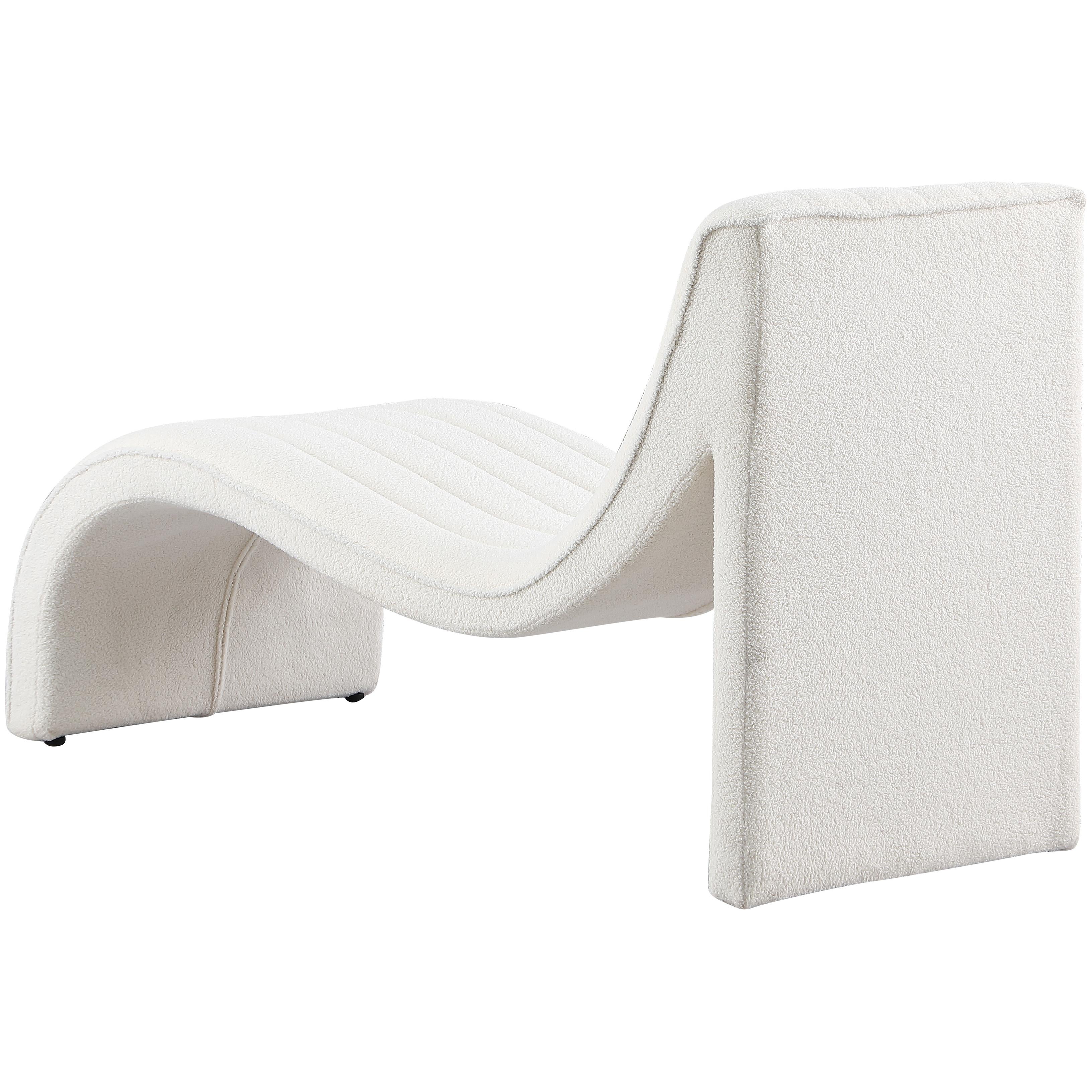 Meridian Orian Cream Teddy Fabric Chaise