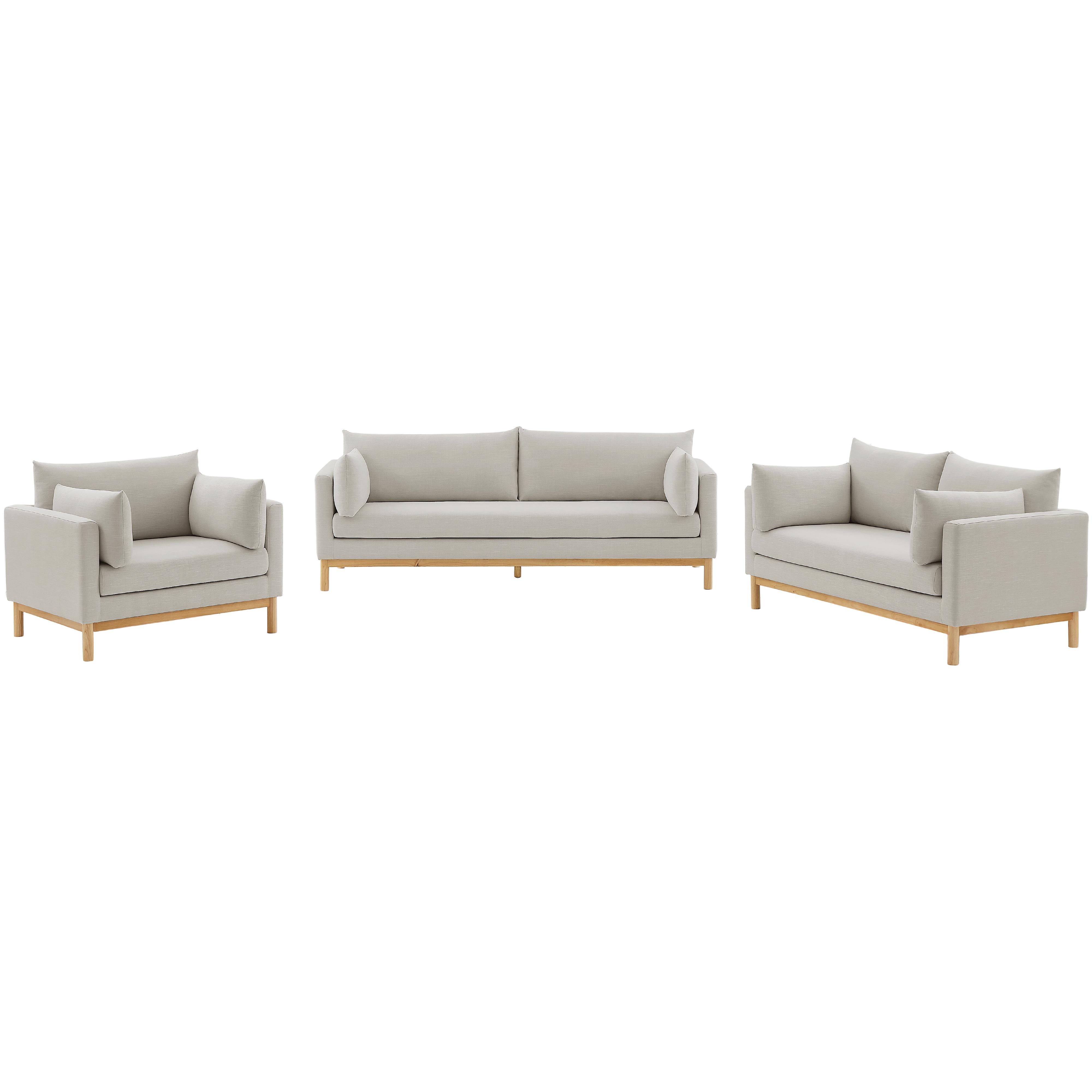 Meridian Langham Beige Linen Textured Fabric Chair