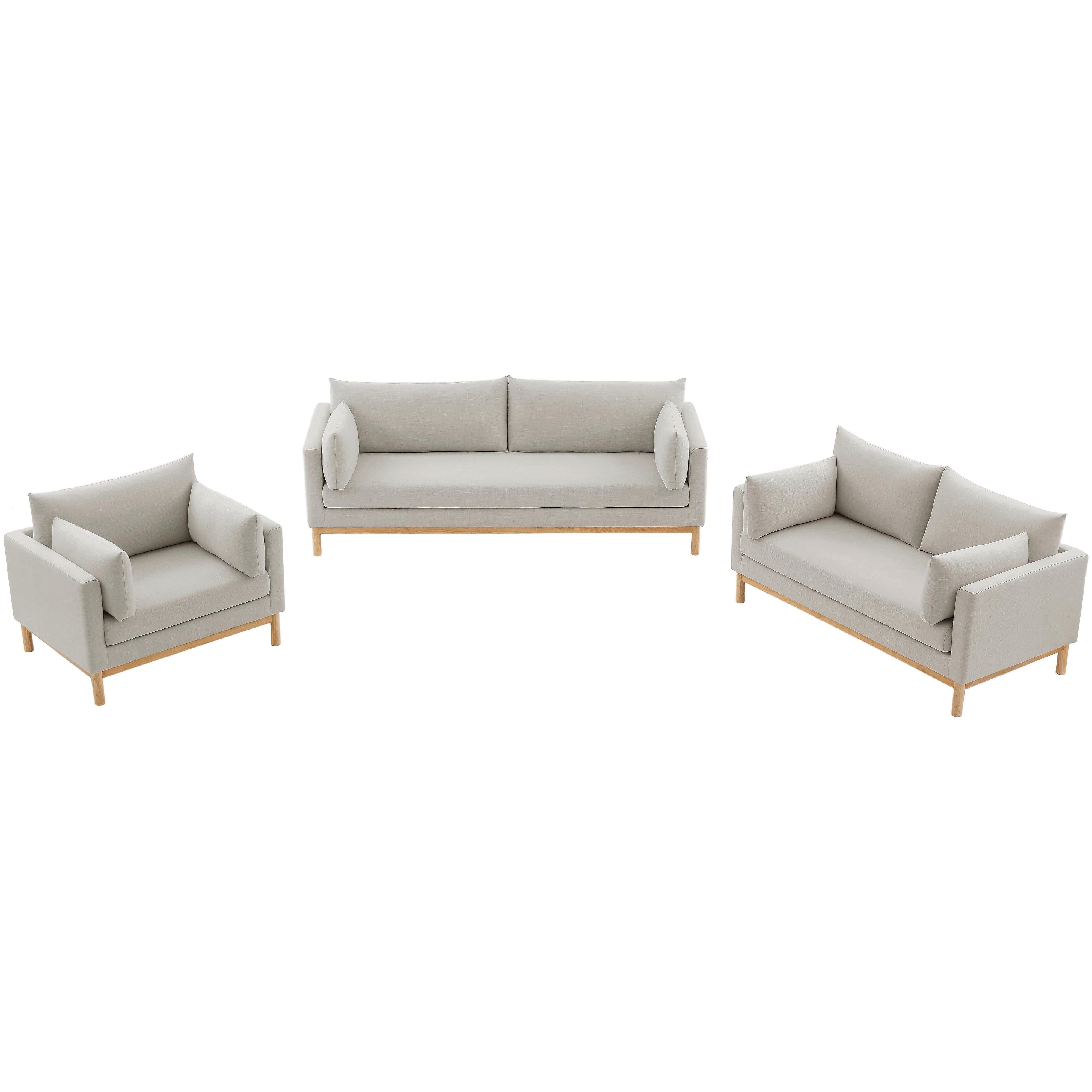 Meridian Langham Beige Linen Textured Fabric Chair