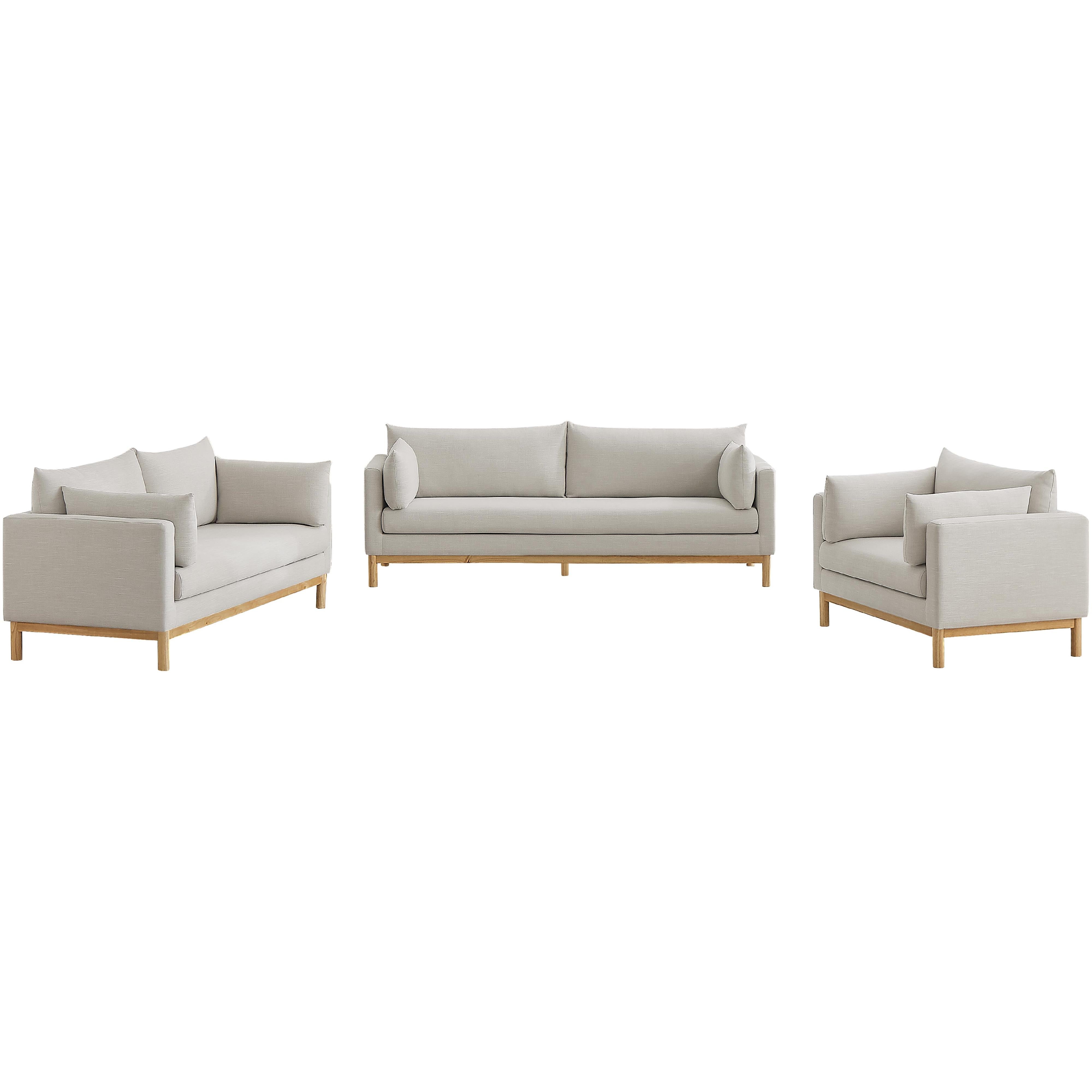 Meridian Langham Beige Linen Textured Fabric Chair