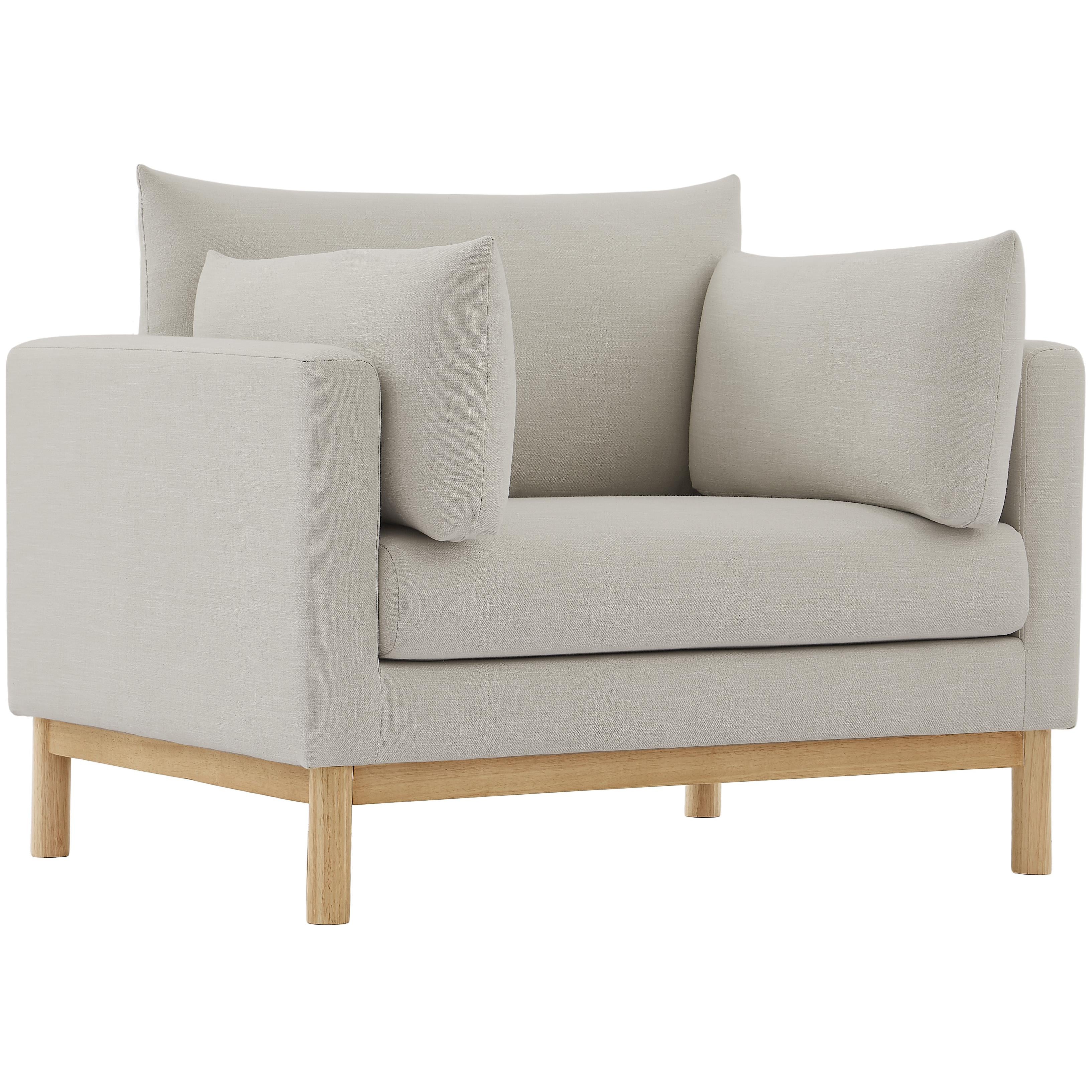 Meridian Langham Beige Linen Textured Fabric Chair