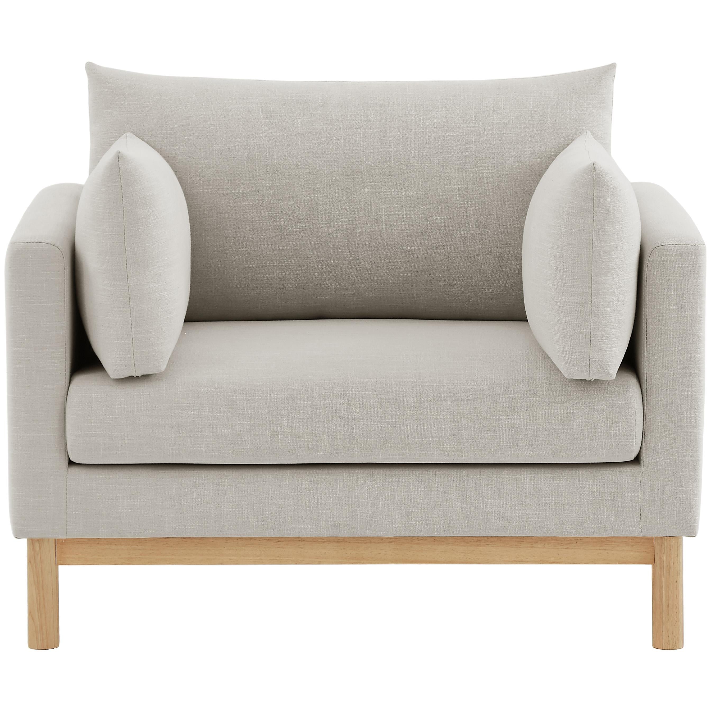 Meridian Langham Beige Linen Textured Fabric Chair
