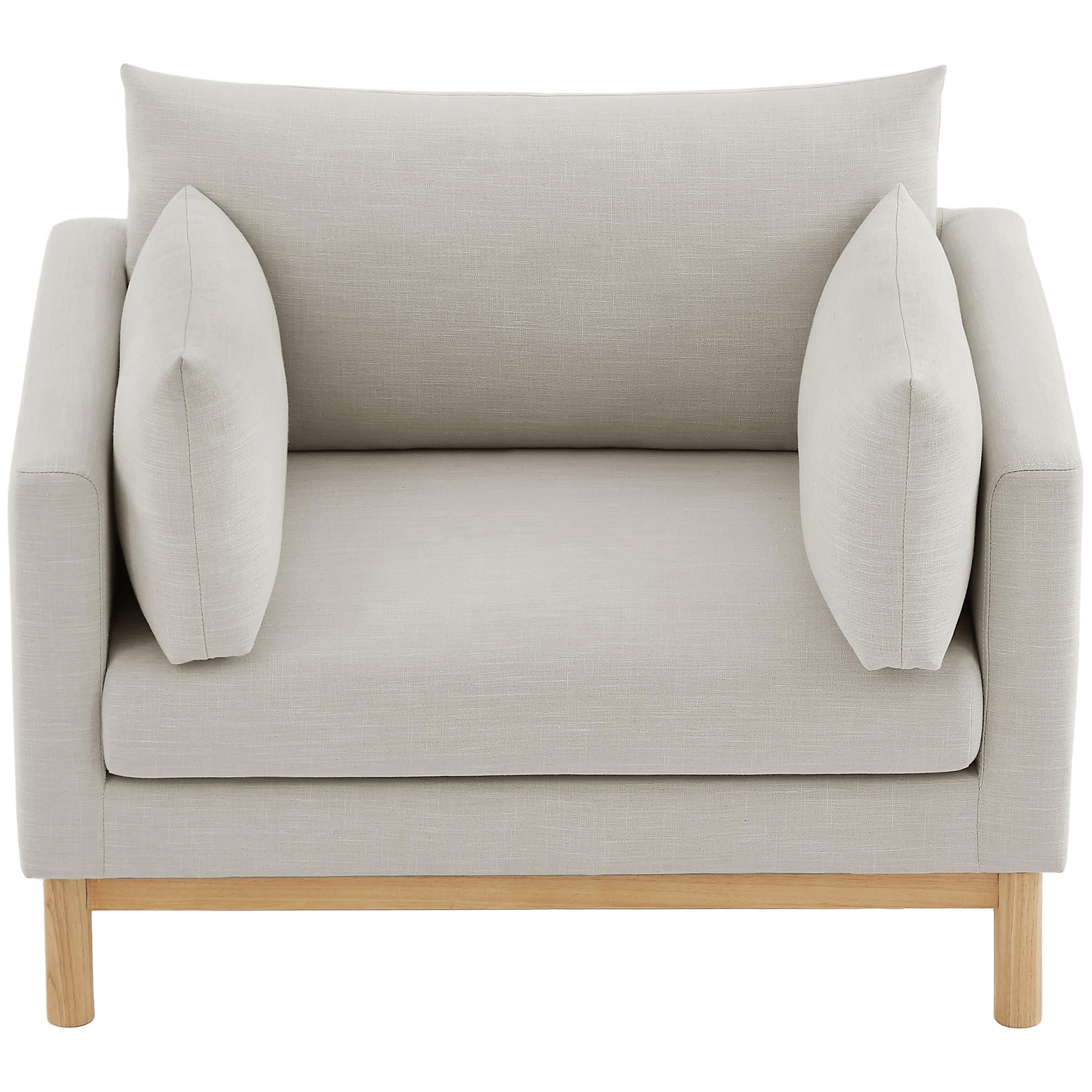 Meridian Langham Beige Linen Textured Fabric Chair