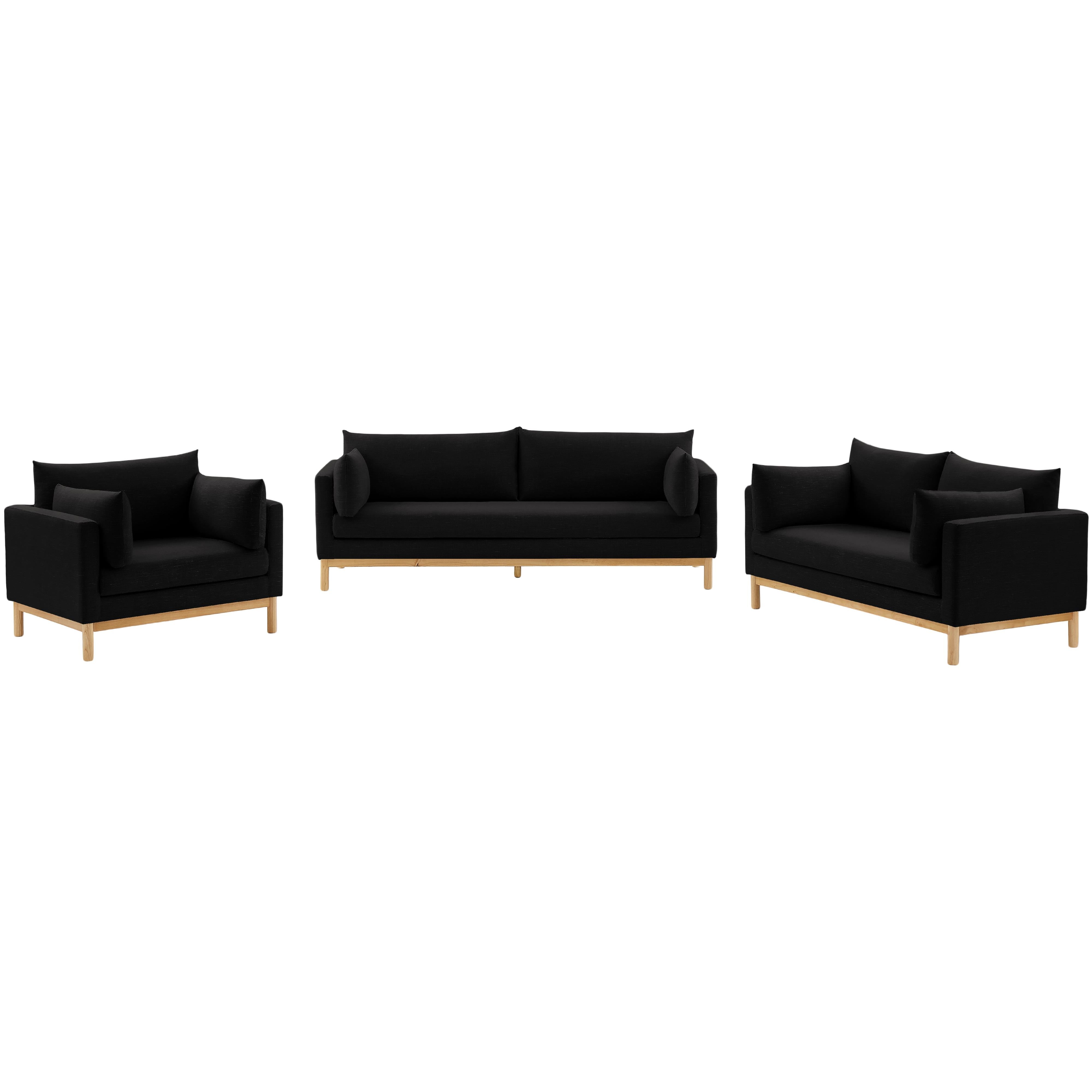 Meridian Langham Black Linen Textured Fabric Chair