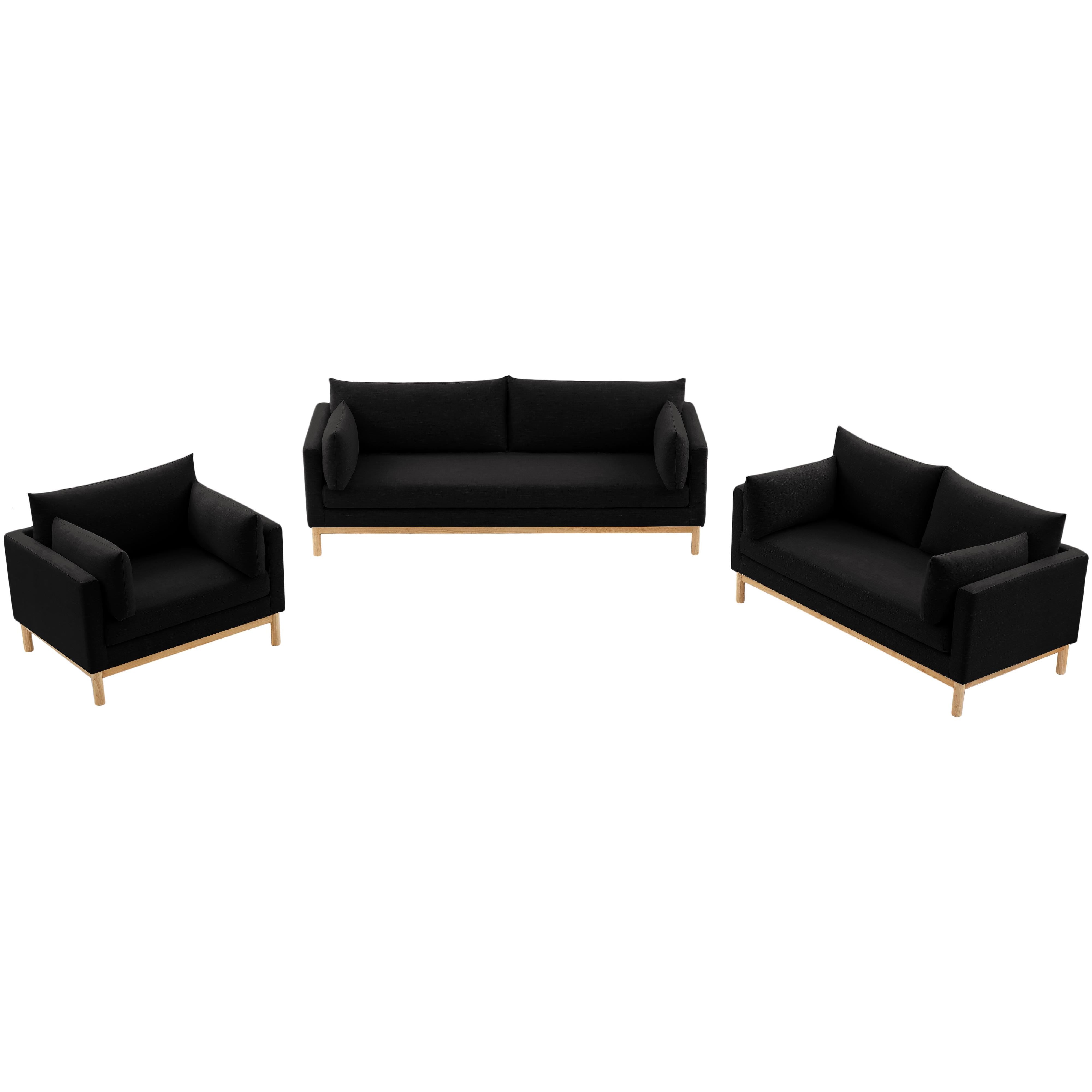 Meridian Langham Black Linen Textured Fabric Chair