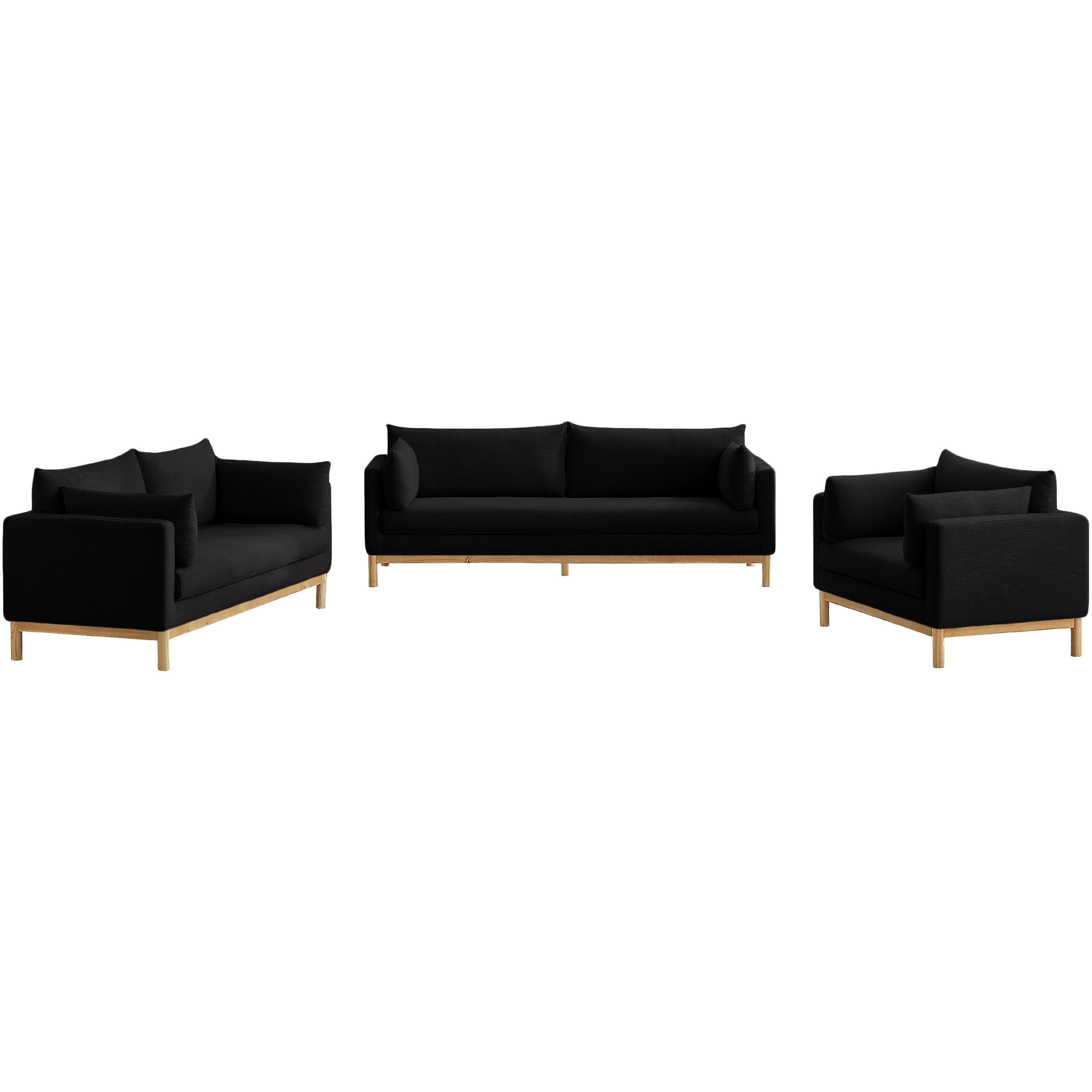 Meridian Langham Black Linen Textured Fabric Chair