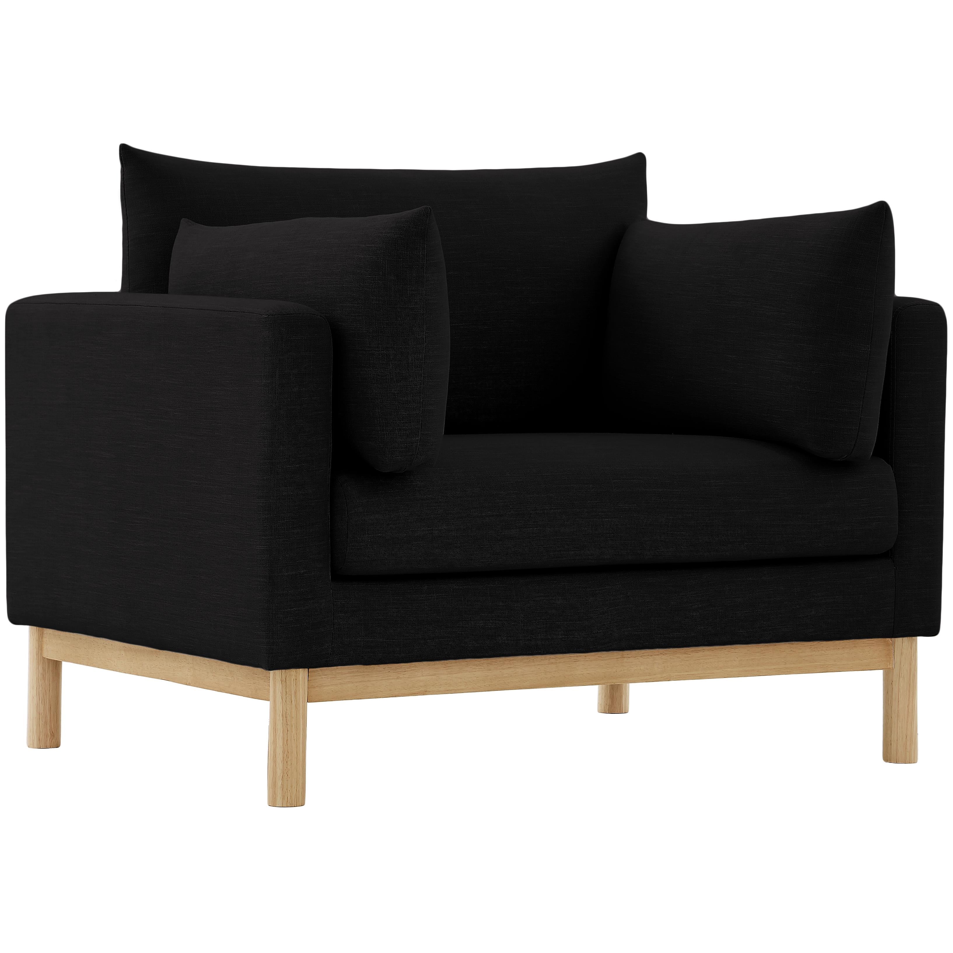 Meridian Langham Black Linen Textured Fabric Chair