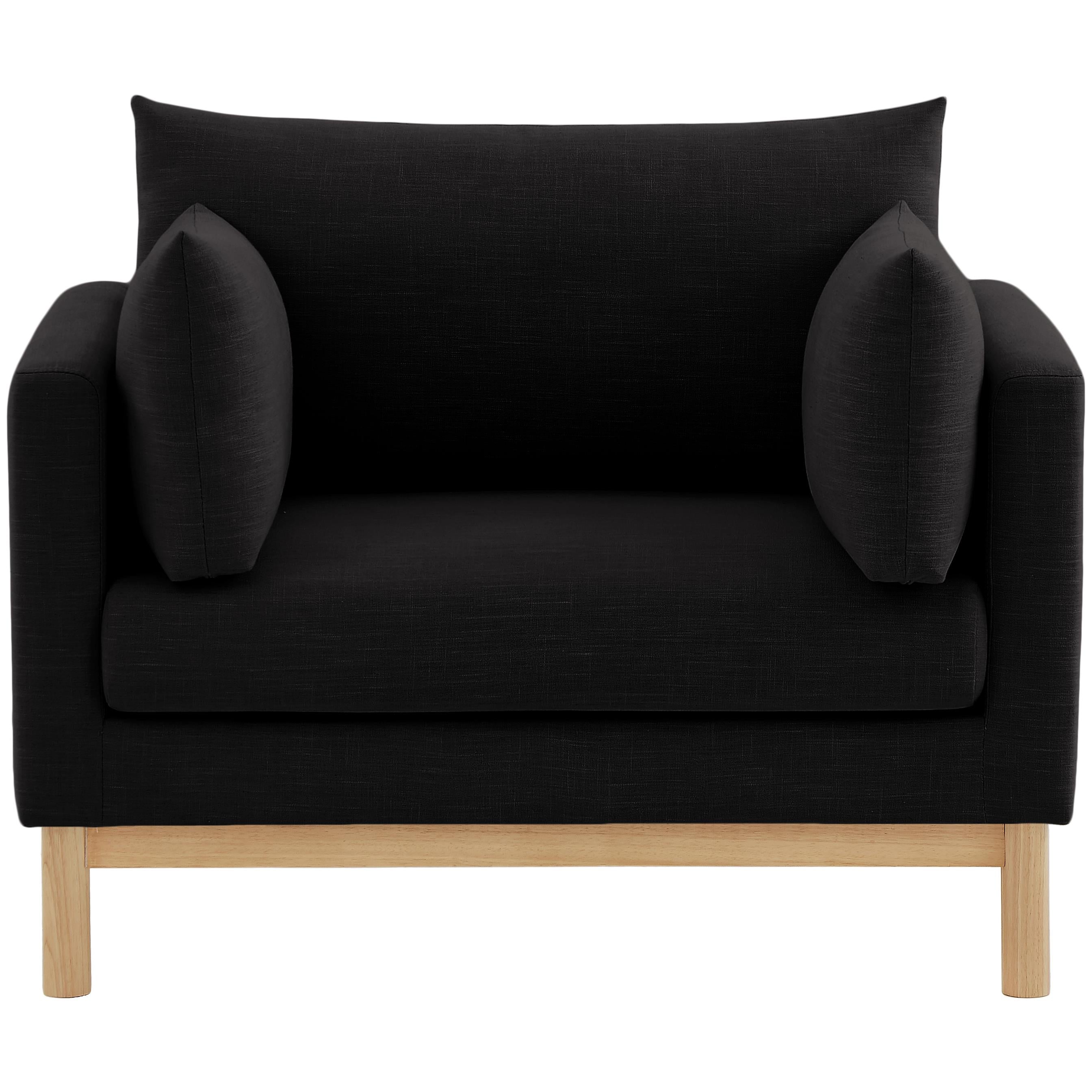Meridian Langham Black Linen Textured Fabric Chair
