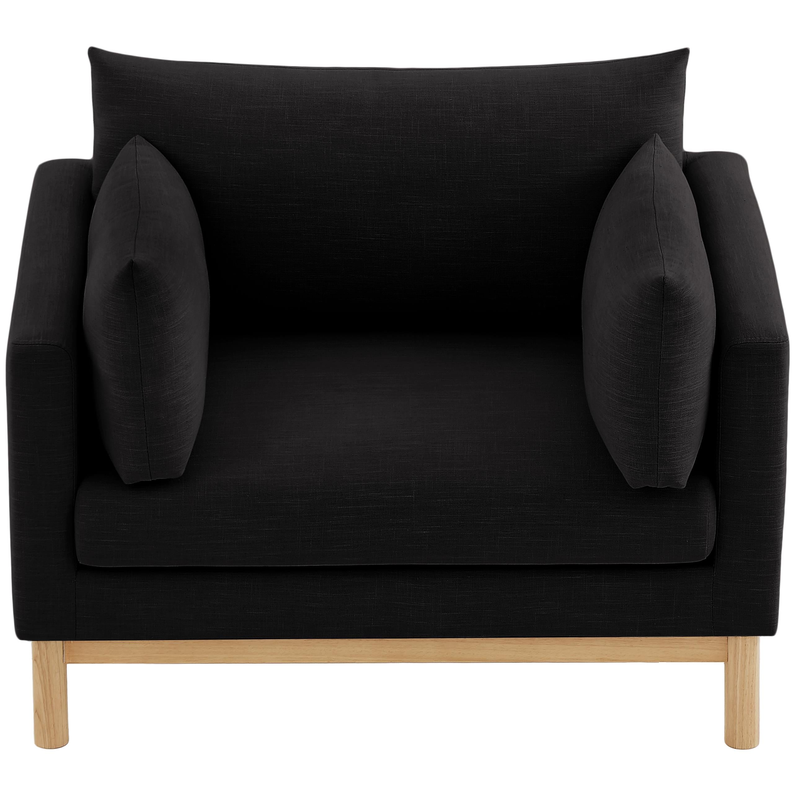 Meridian Langham Black Linen Textured Fabric Chair