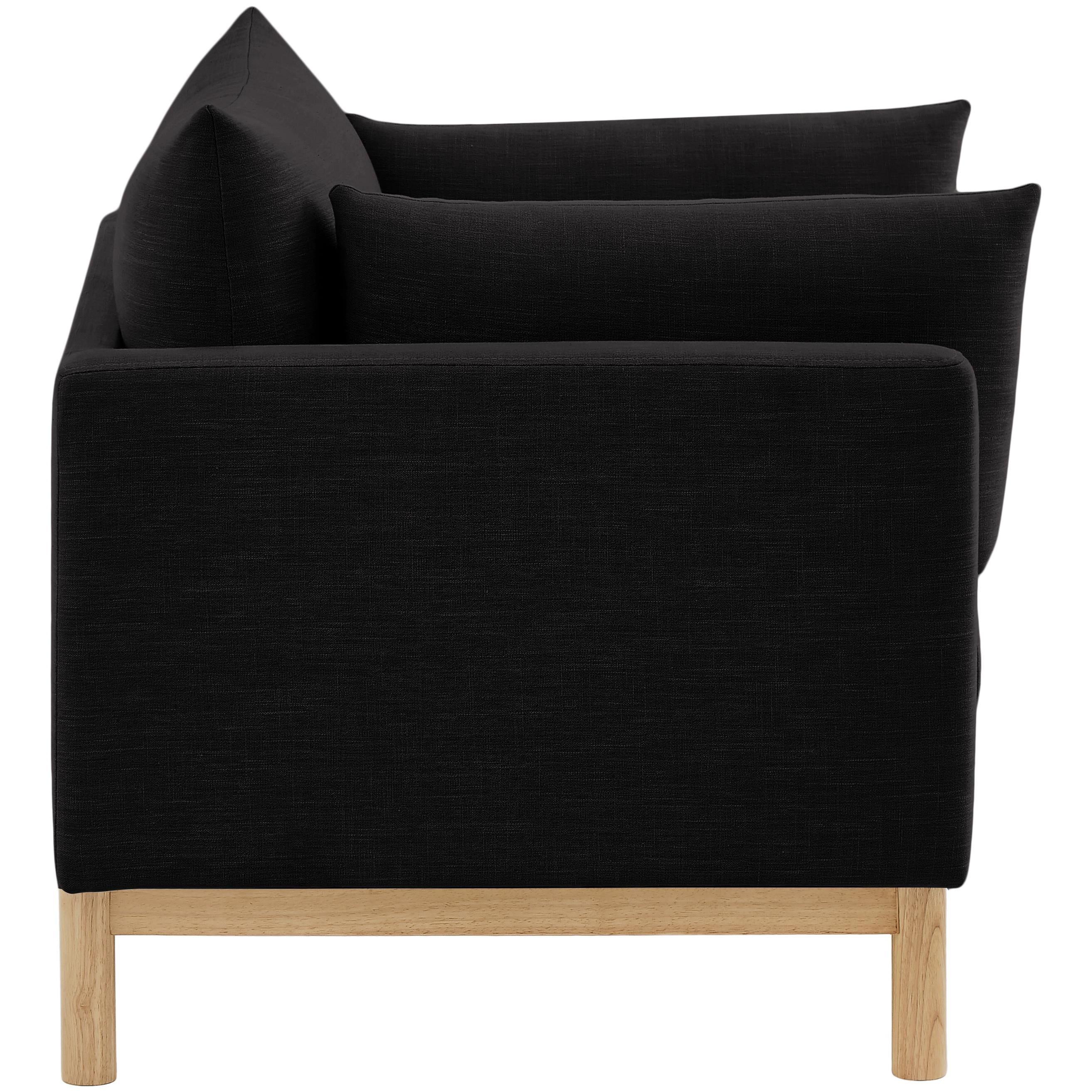 Meridian Langham Black Linen Textured Fabric Chair