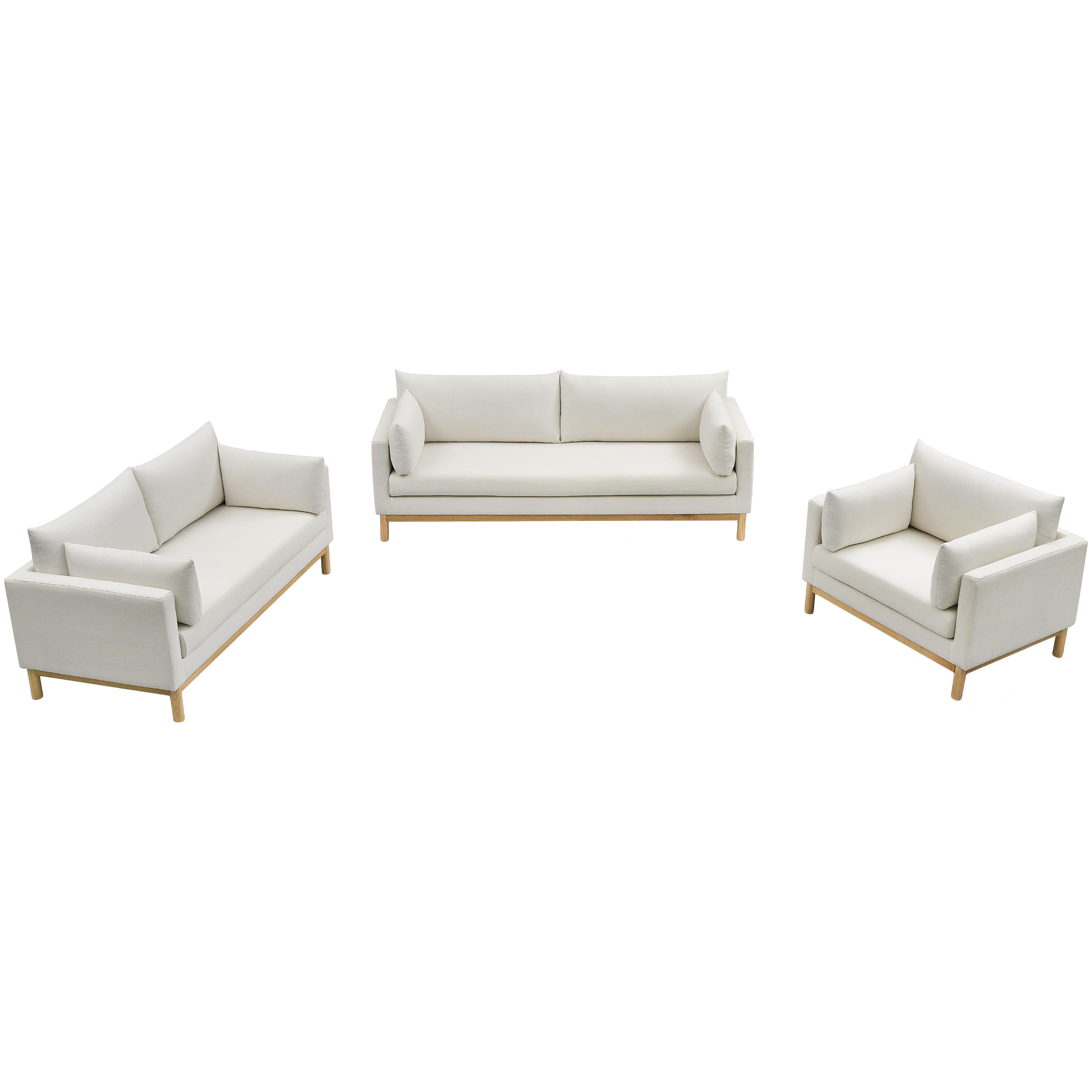Meridian Langham Cream Linen Textured Fabric Chair