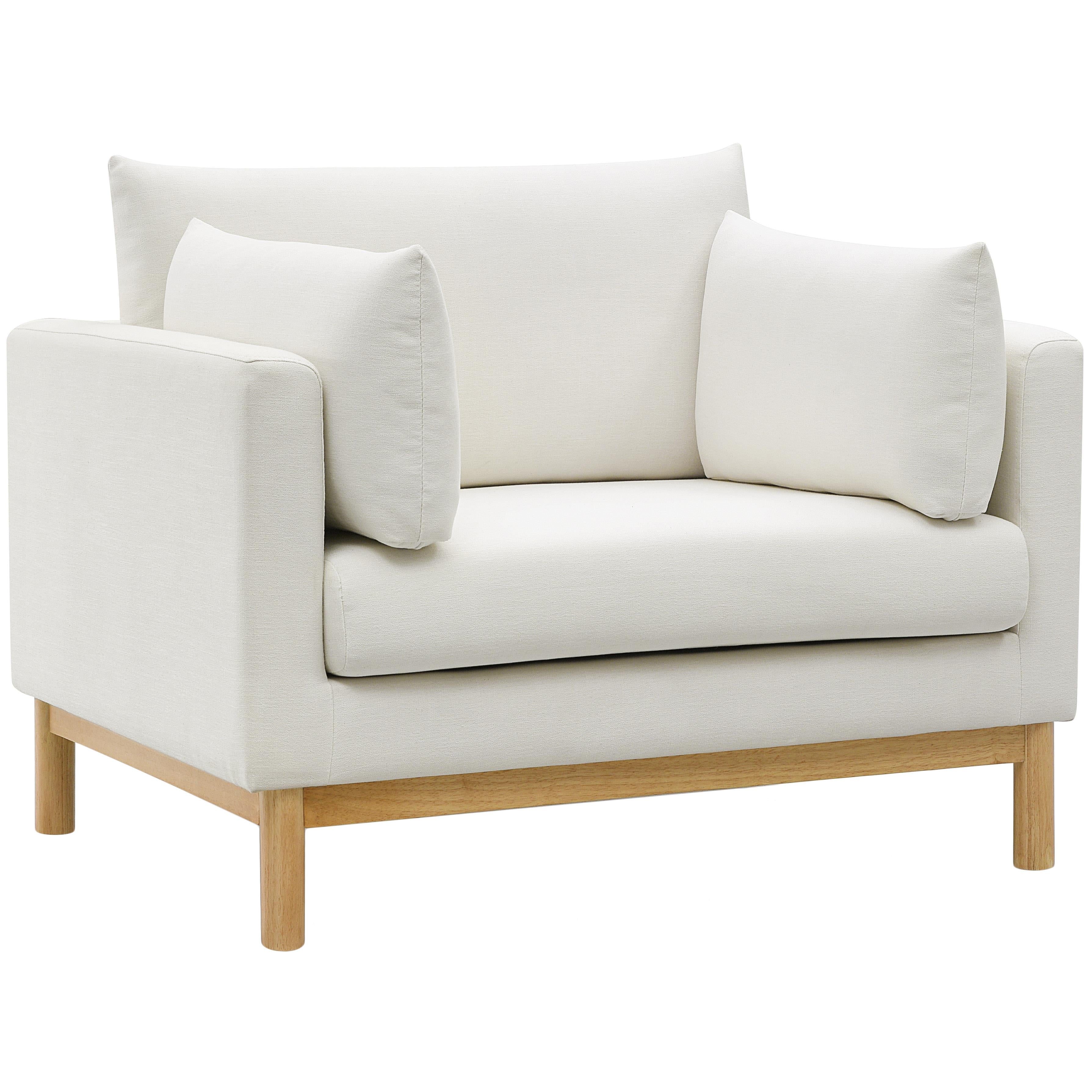 Meridian Langham Cream Linen Textured Fabric Chair