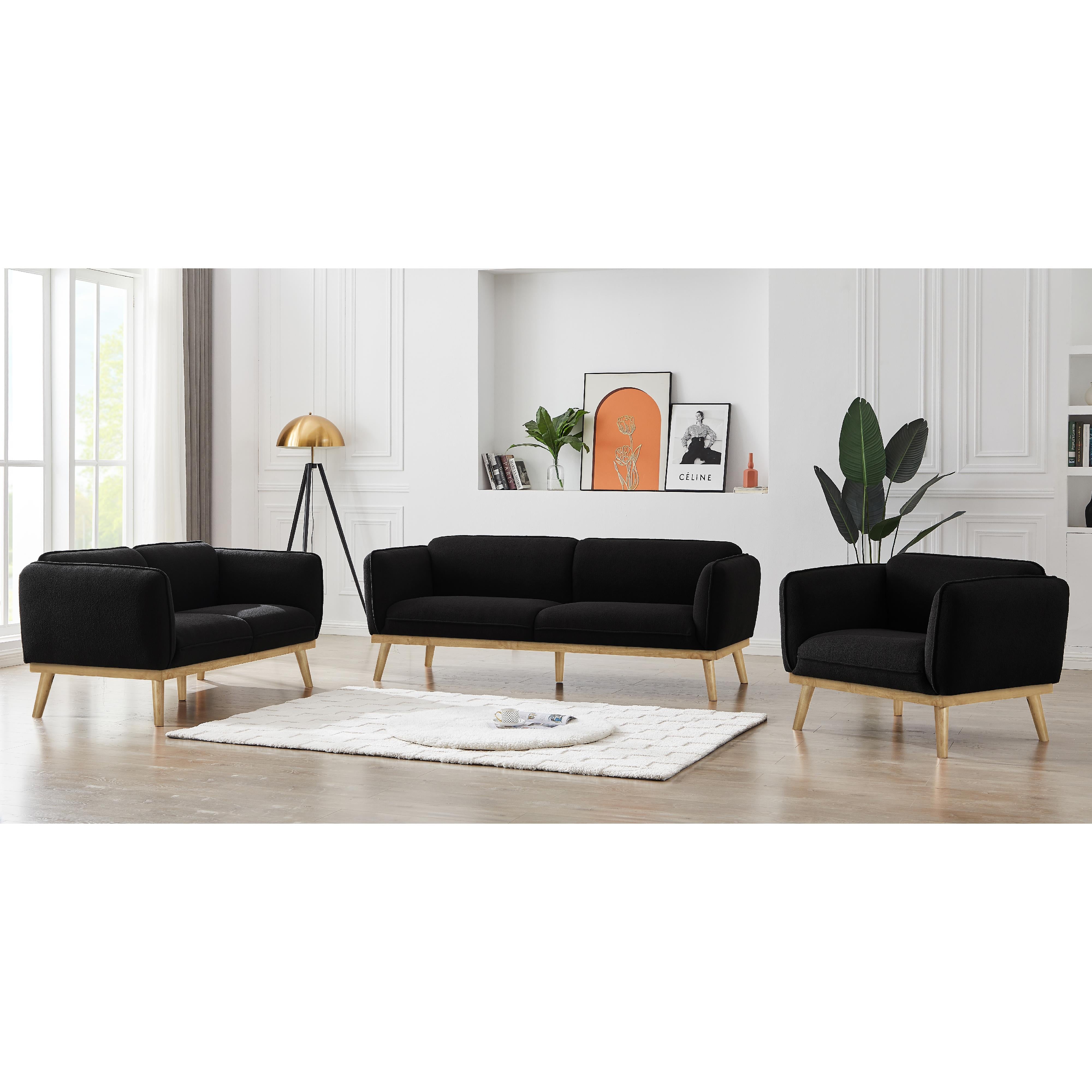 Meridian Nolita Black Boucle Fabric Chair